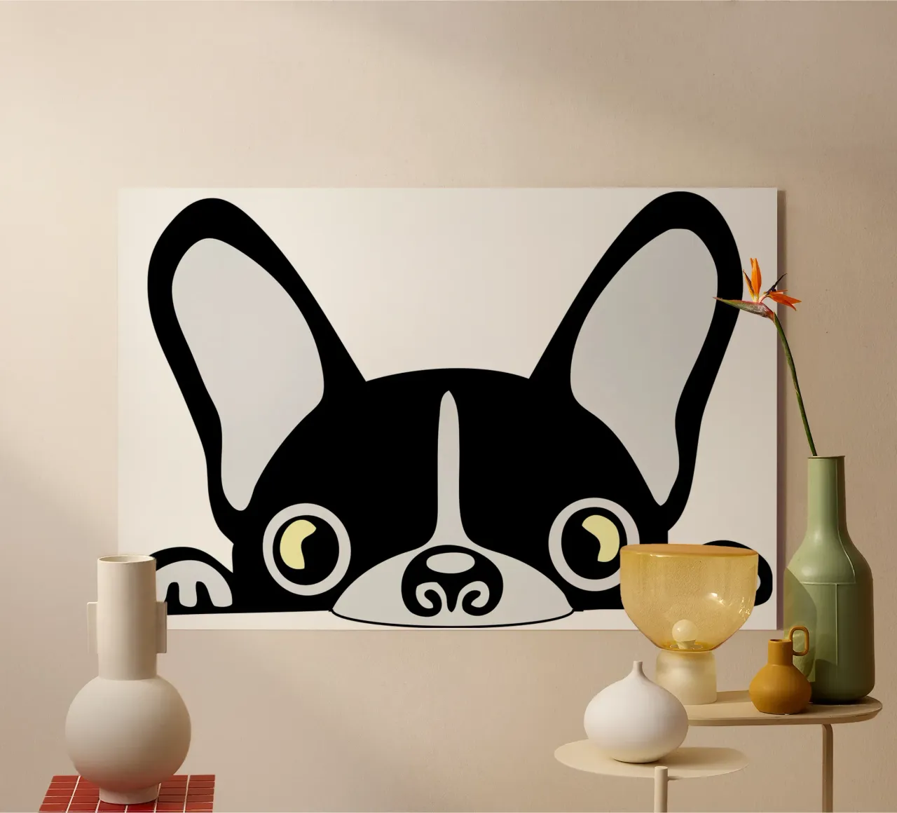 Faccia di cane che sbircia Design di un meme divertente plexiglass da ririedis