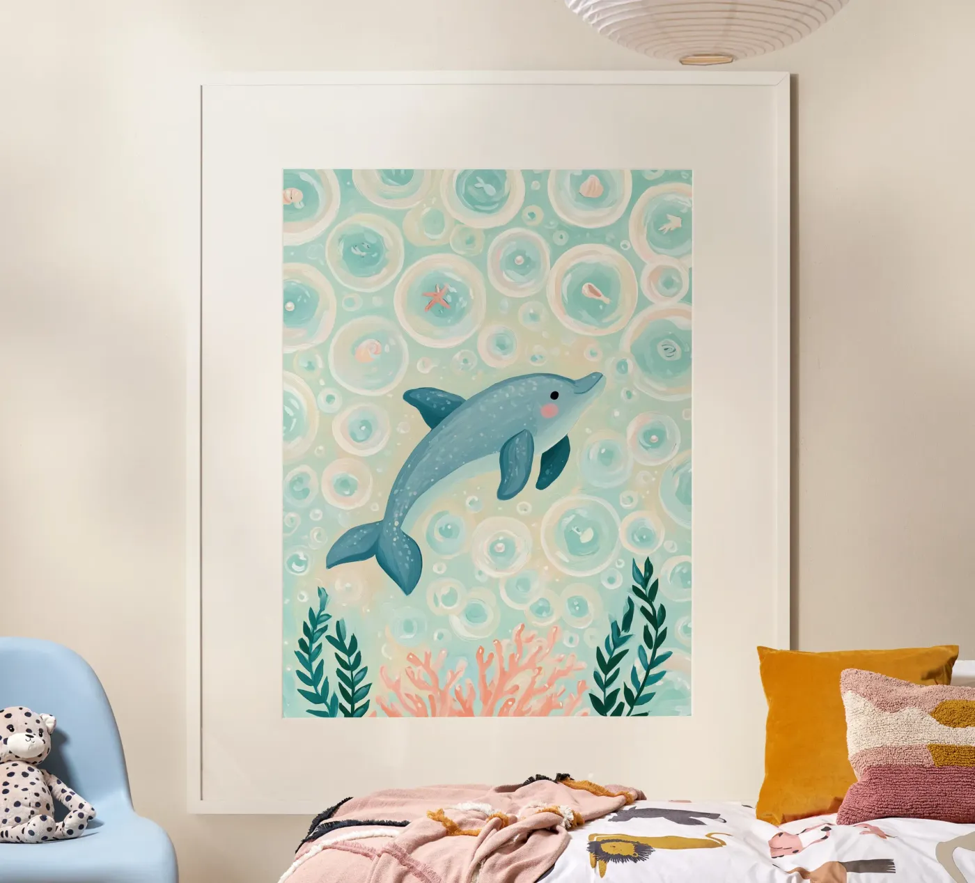 Dolphin with Bubbles poster van Kiki
