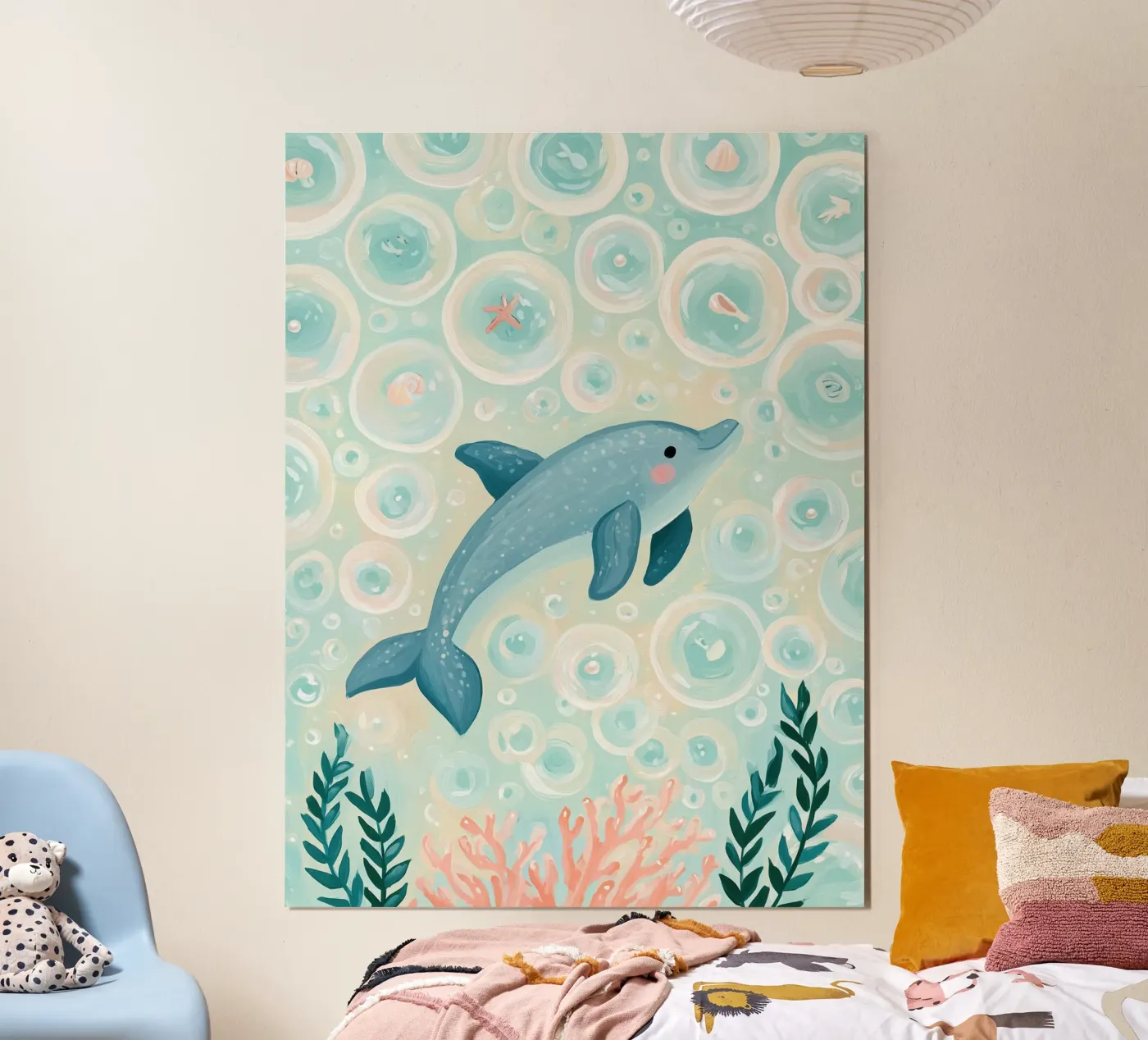 Dolphin with Bubbles poster van Kiki