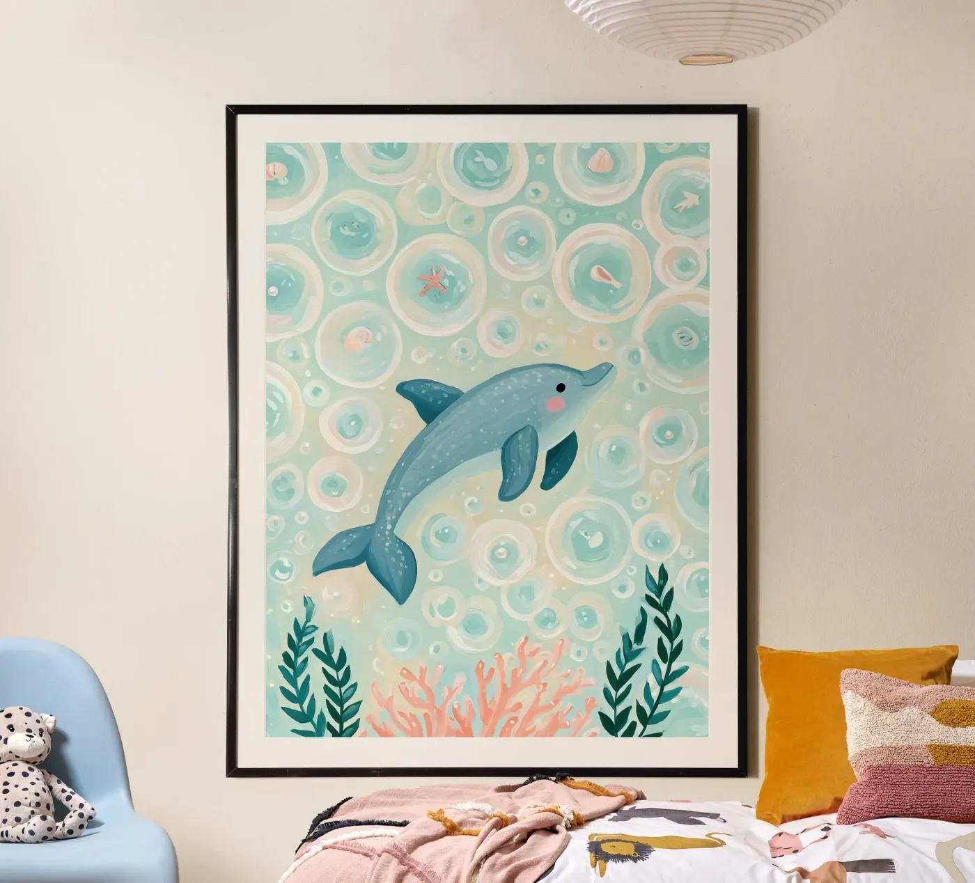 Dolphin with Bubbles poster van Kiki
