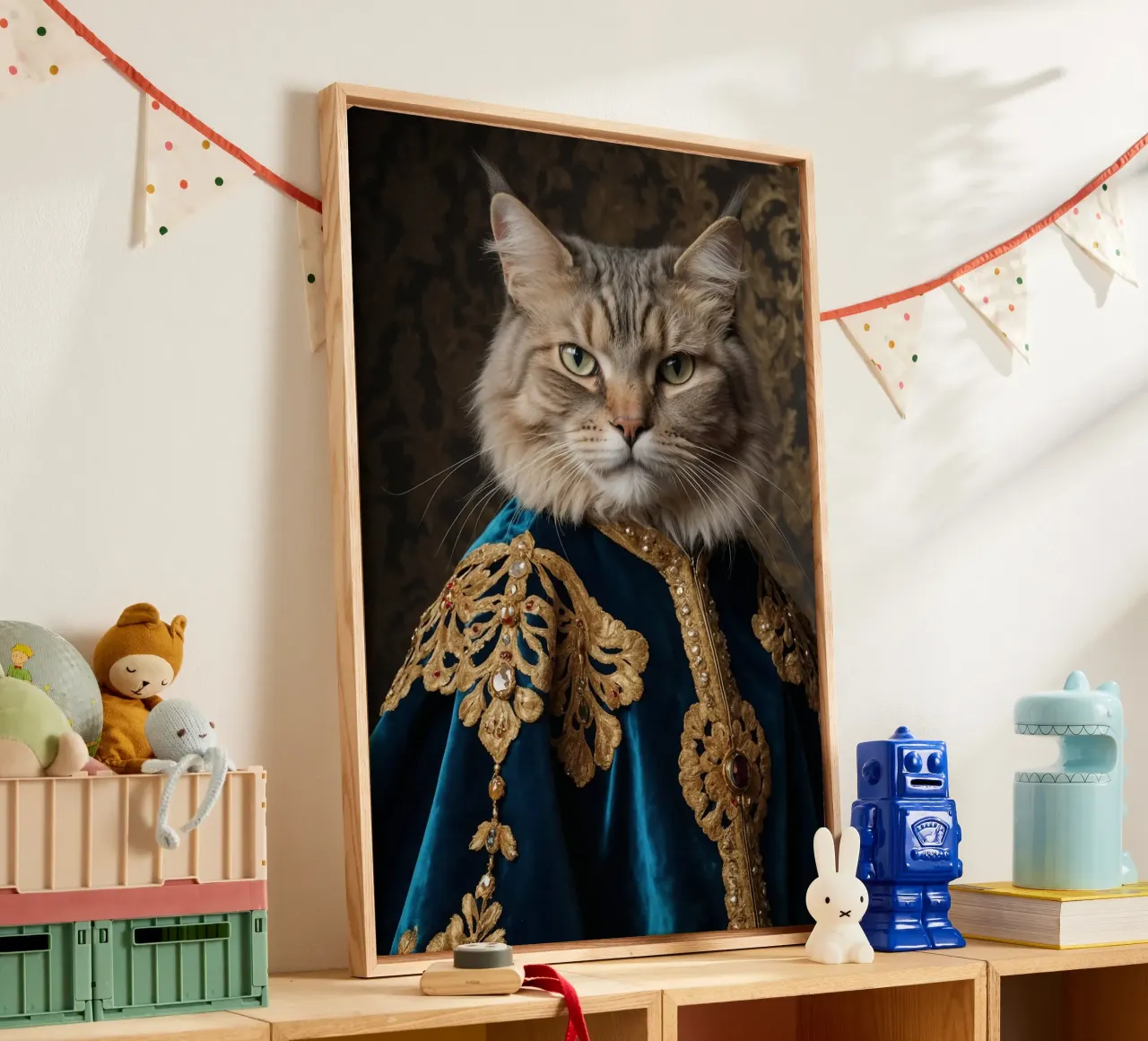 Sir Whiskerfield: Il nobile felino tela con Cornice a cassetta da Beasts of Nobility