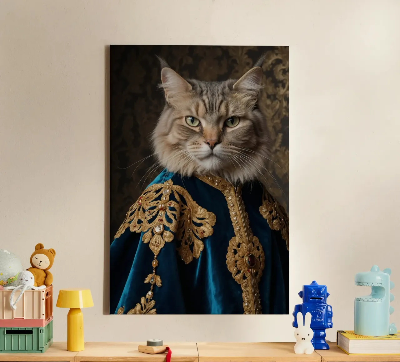 Sir Whiskerfield: Il nobile felino tela con Cornice a cassetta da Beasts of Nobility