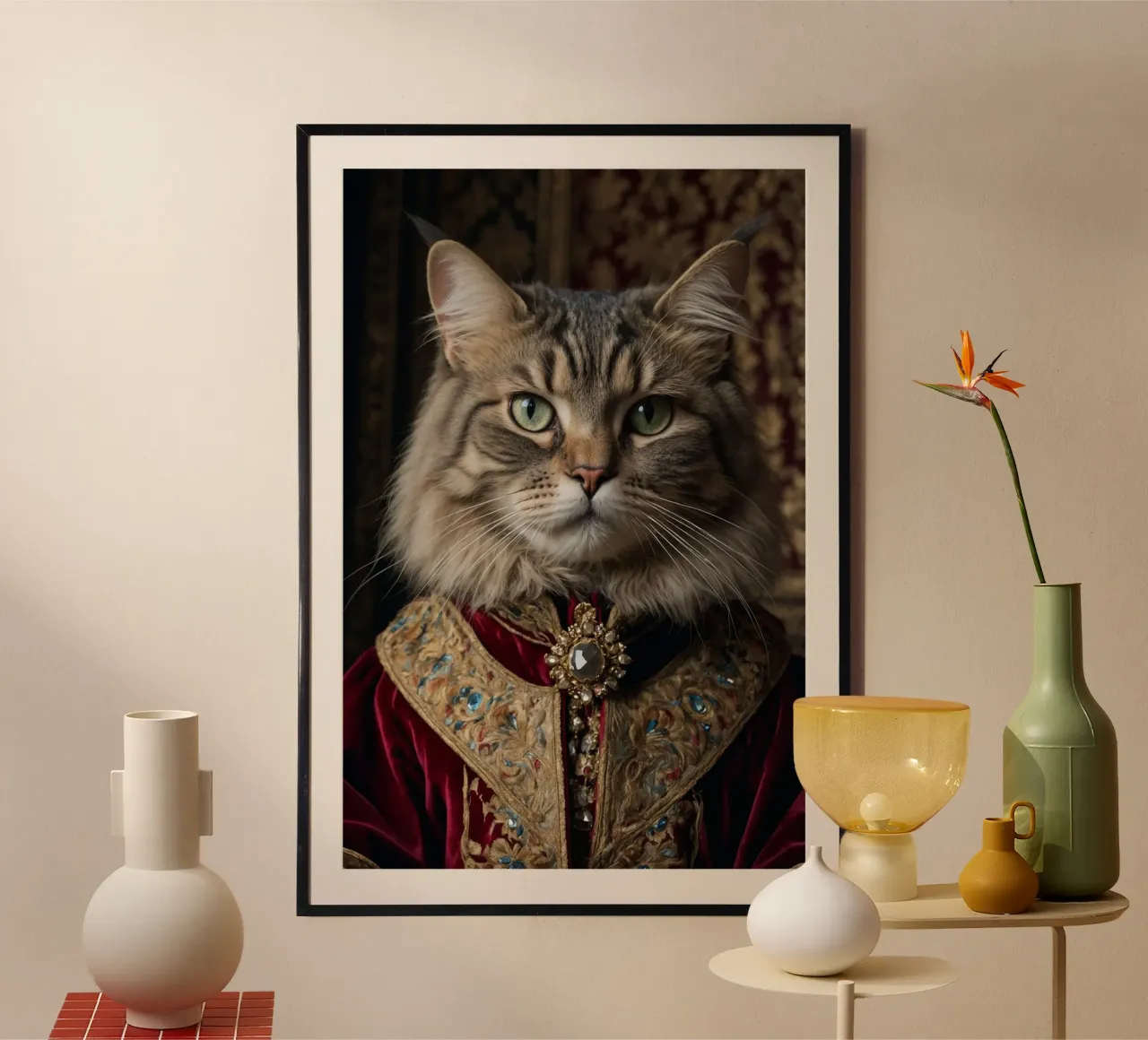 Sir Velvetwhiskers: Der königliche Schnurrbartträger Poster mit Kunststoffrahmen von Beasts of Nobility