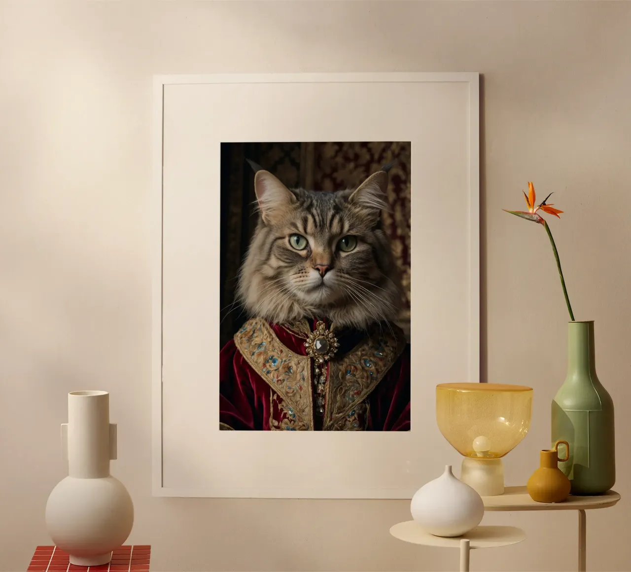 Sir Velvetwhiskers: Der königliche Schnurrbartträger Poster mit Kunststoffrahmen von Beasts of Nobility