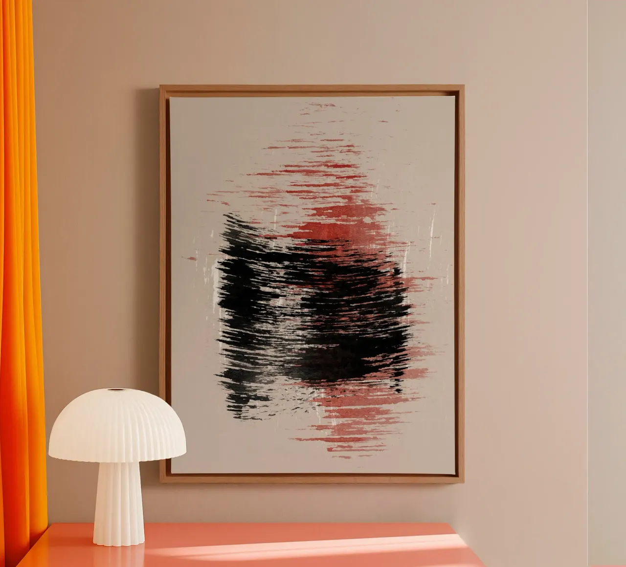 Strokes 9B | Black & Red tela con Cornice a cassetta da sabidussi