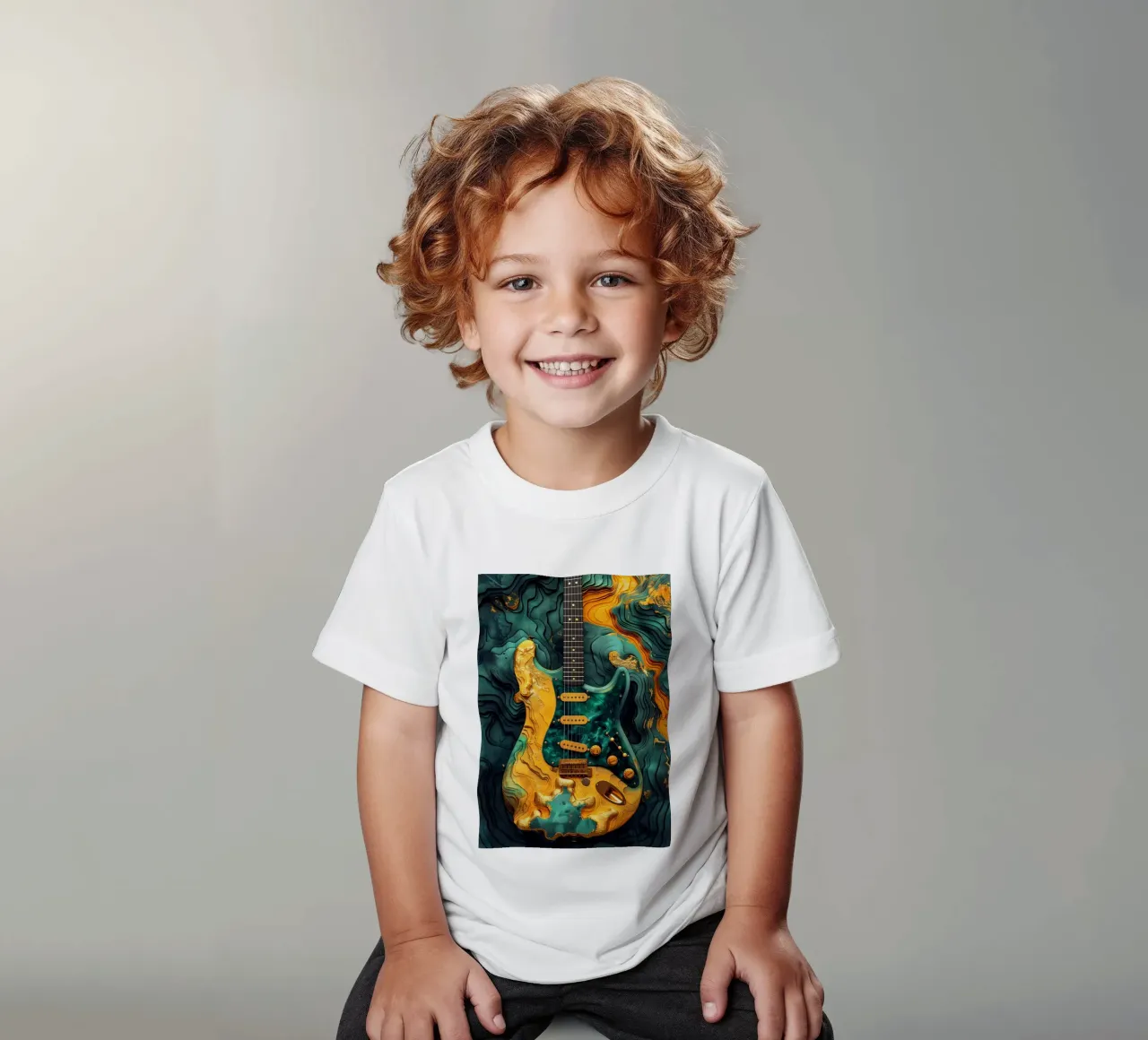Basso elettrico arte musicale t-shirt bambini da Justyna Jaszke JBJart