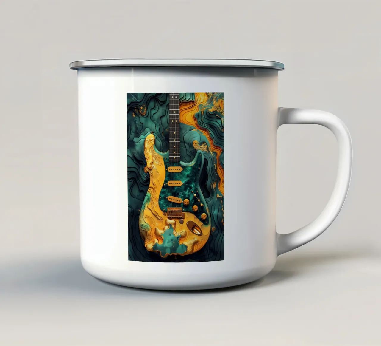 Basso elettrico arte musicale tazza in smalto da Justyna Jaszke JBJart