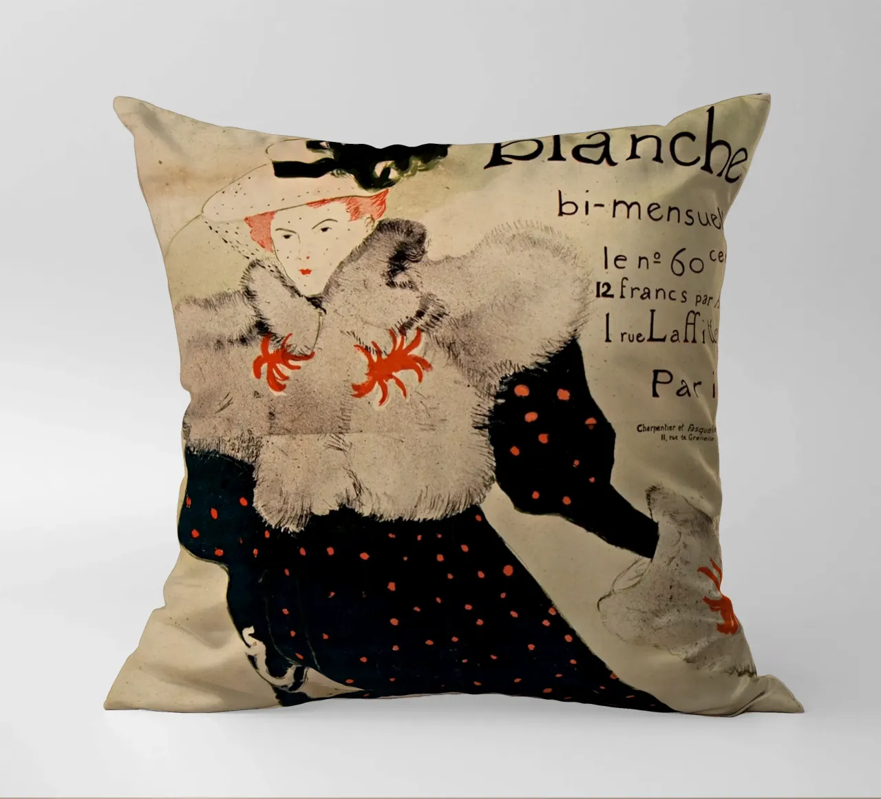 Henri de Toulouse-Lautrec - La Revue Blanche La recensione bianca cuscino da Timeless Artworks