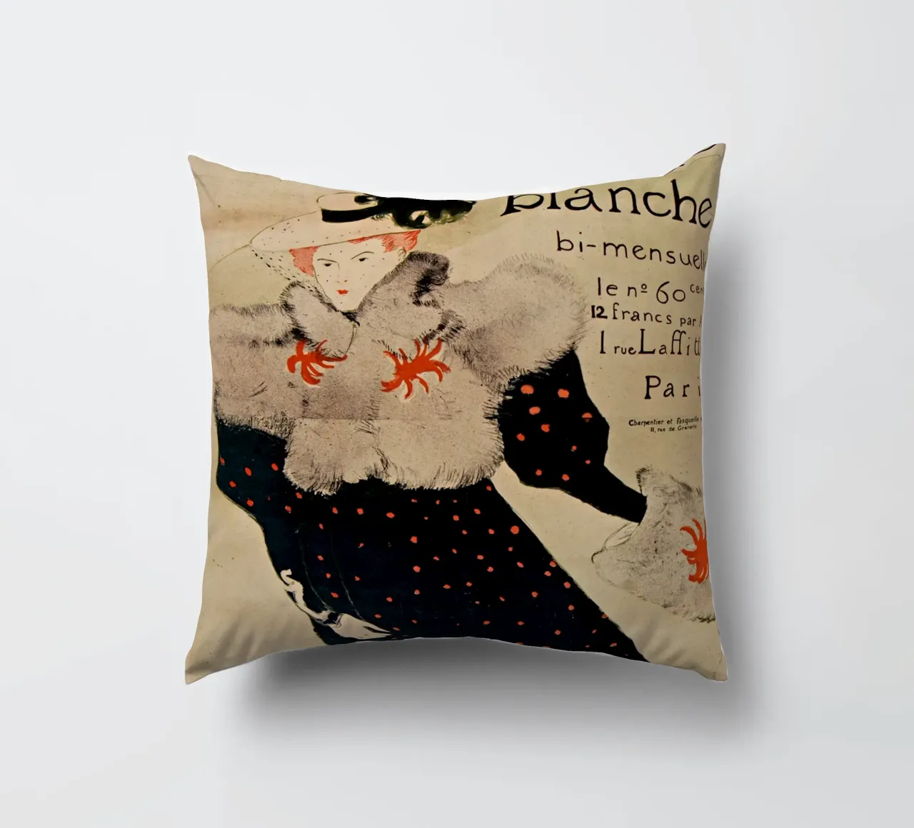 Henri de Toulouse-Lautrec - La Revue Blanche La recensione bianca cuscino da Timeless Artworks