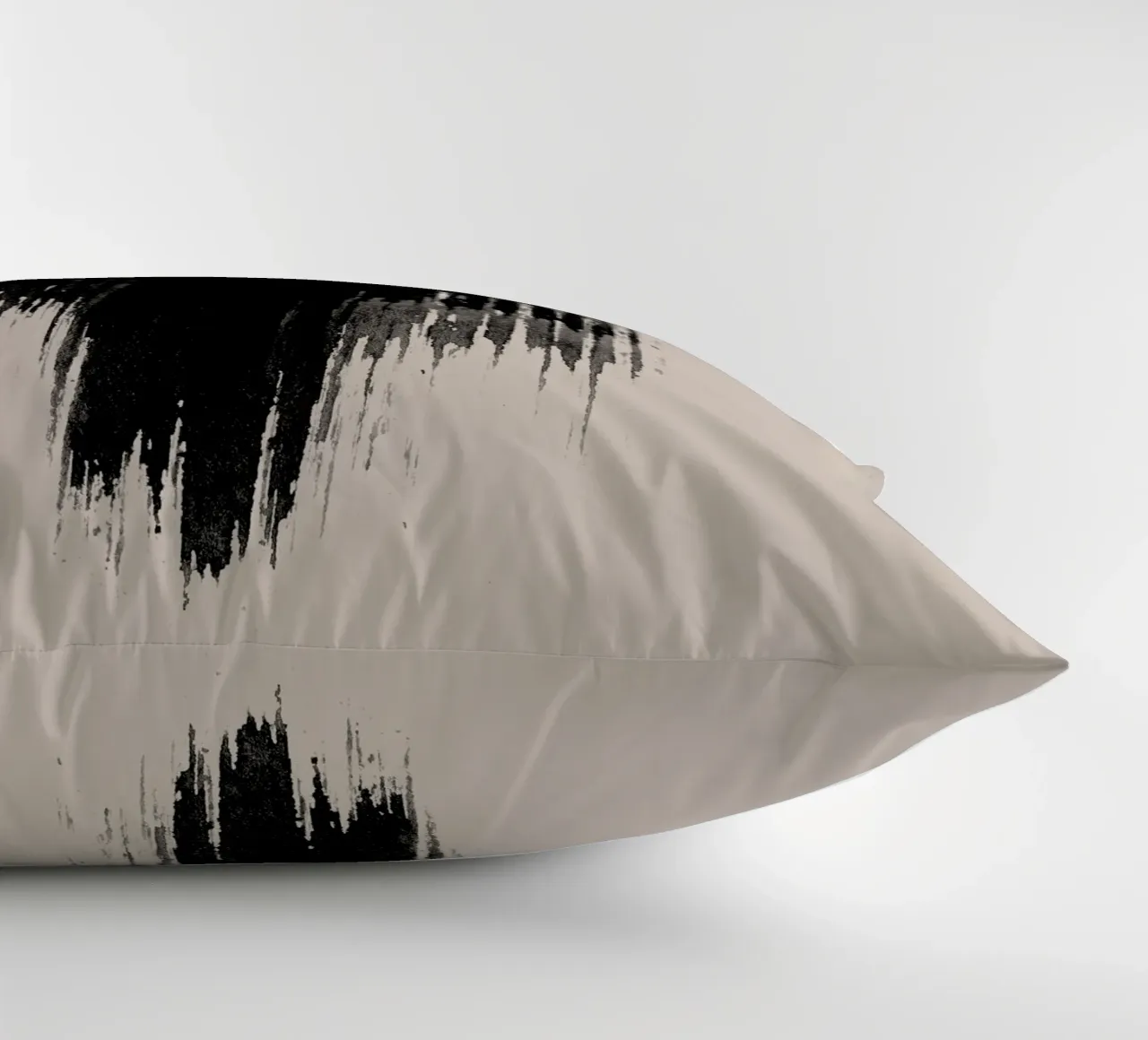 Strokes 9 | Minimal Black & White Abstract on Tan cuscino da sabidussi