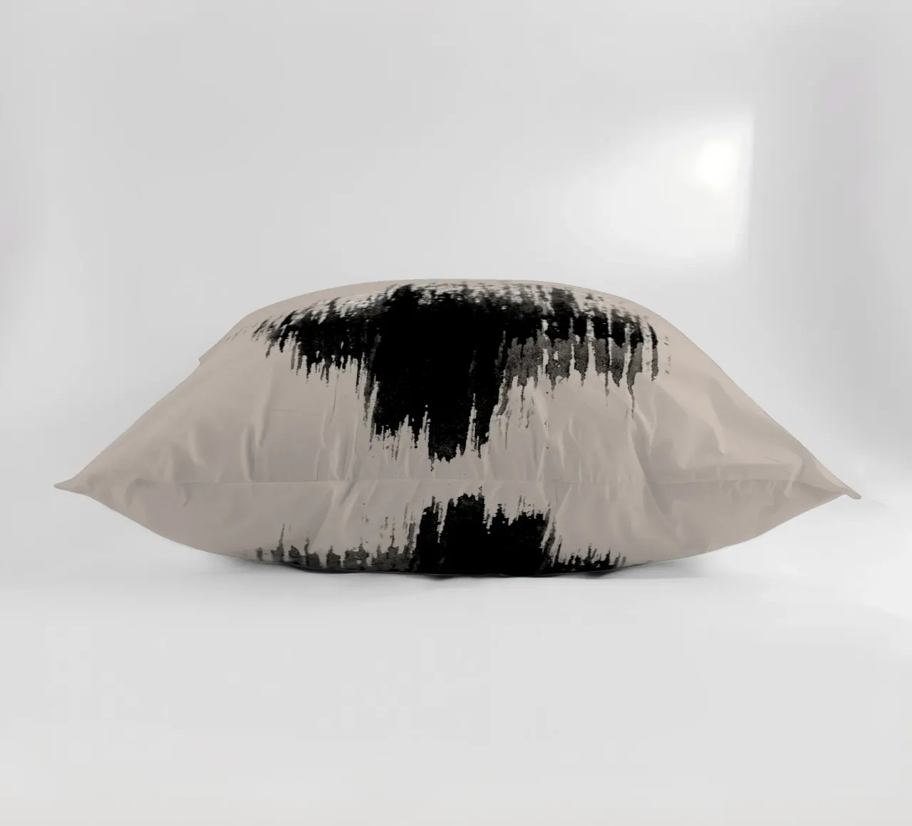 Strokes 9 | Minimal Black & White Abstract on Tan cuscino da sabidussi