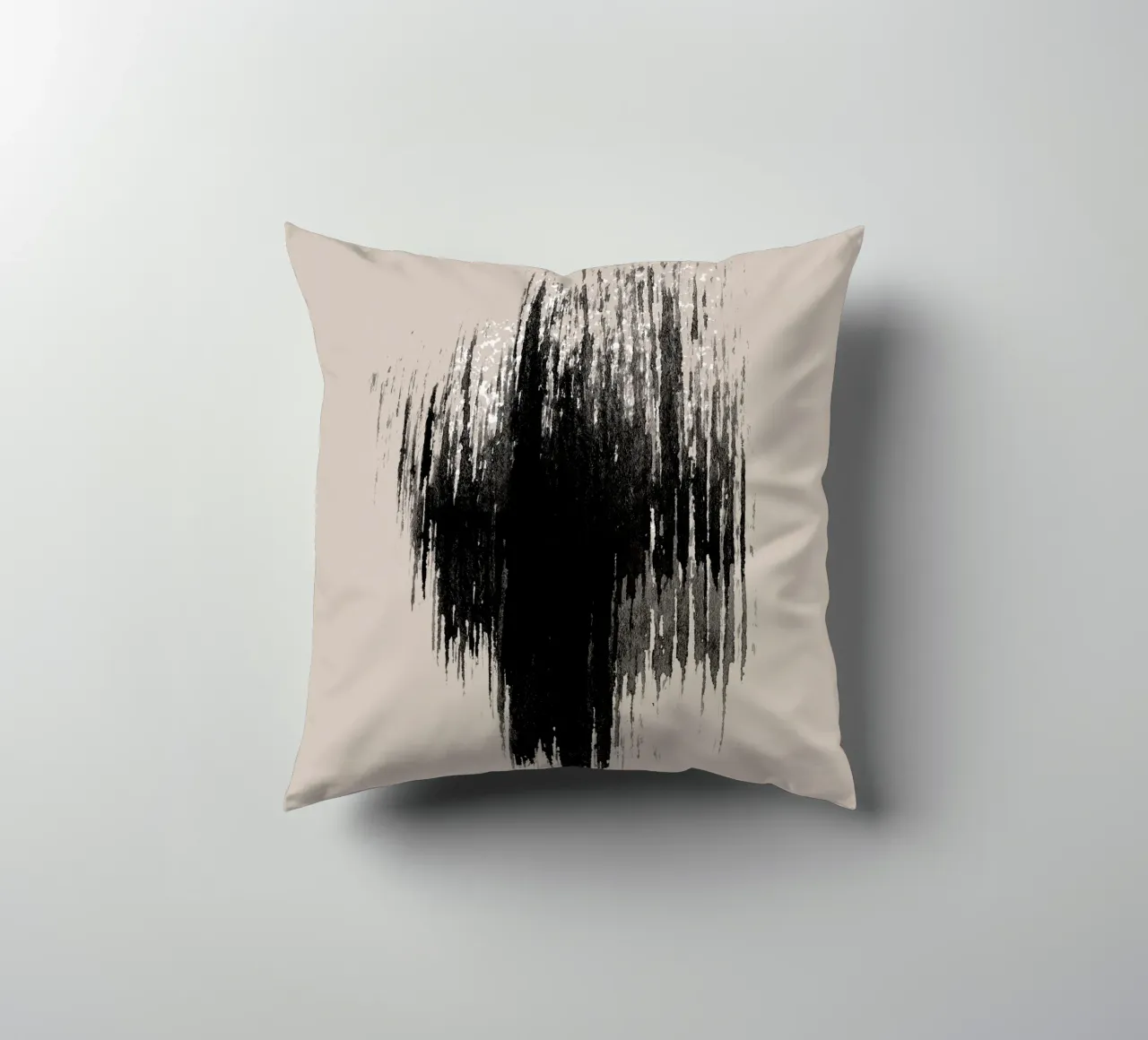 Strokes 9 | Minimal Black & White Abstract on Tan cuscino da sabidussi