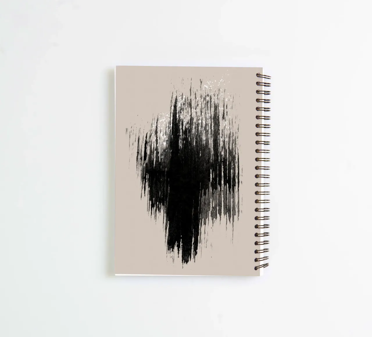 Strokes 9 | Minimal Black & White Abstract on Tan spiral notebook by sabidussi