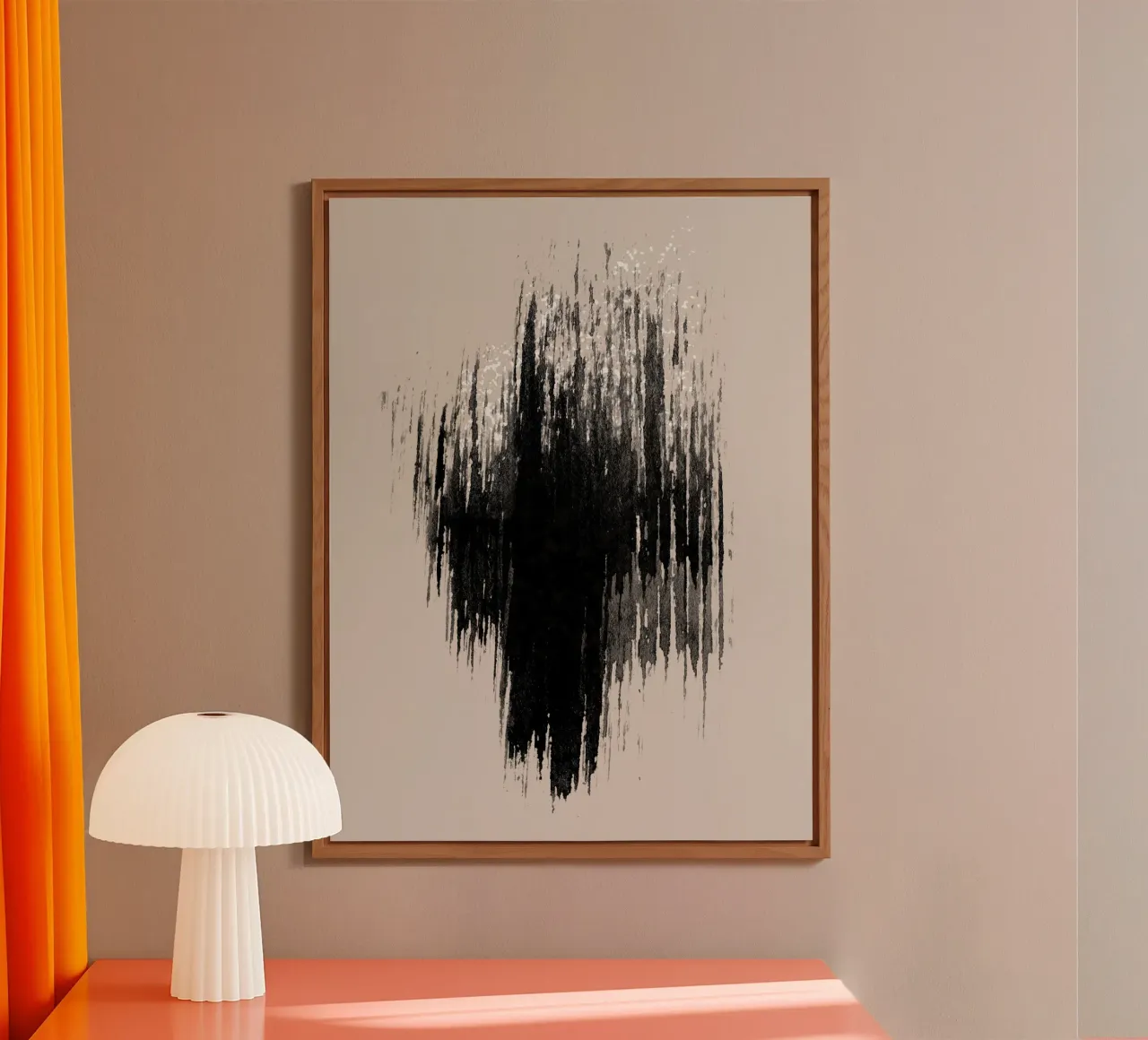 Strokes 9 | Minimal Black & White Abstract on Tan alluminio dibond da sabidussi