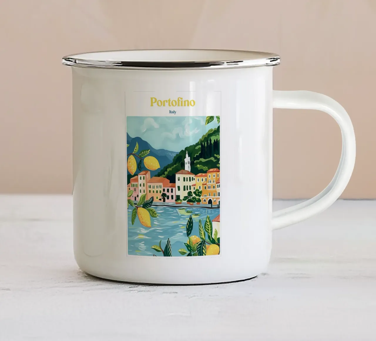Boho Poster Club 2 Portofino tazza in smalto da Boho Print Collection