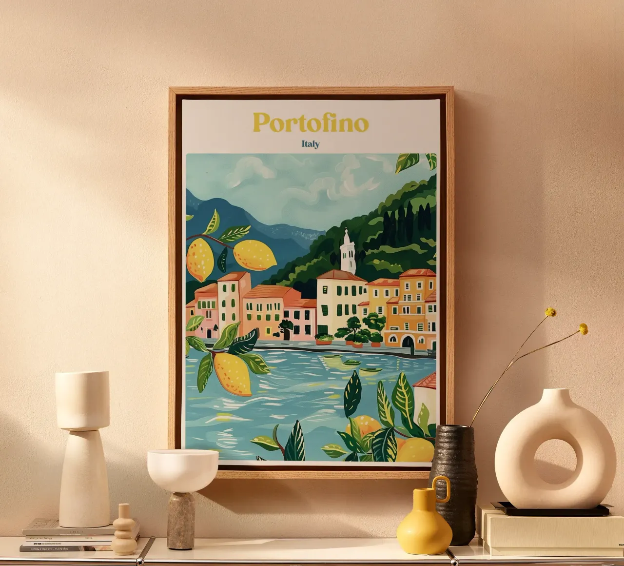 Boho Poster Club 2 Portofino tela con Cornice a cassetta da Boho Print Collection