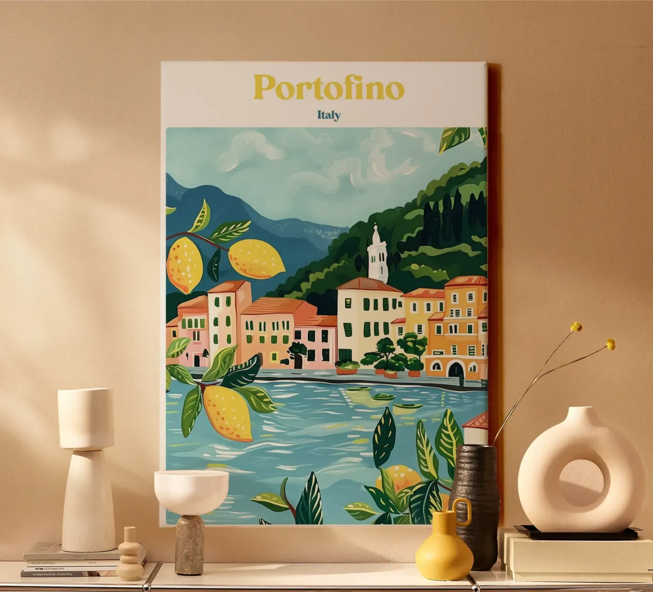 Boho Poster Club 2 Portofino tela con Cornice a cassetta da Boho Print Collection