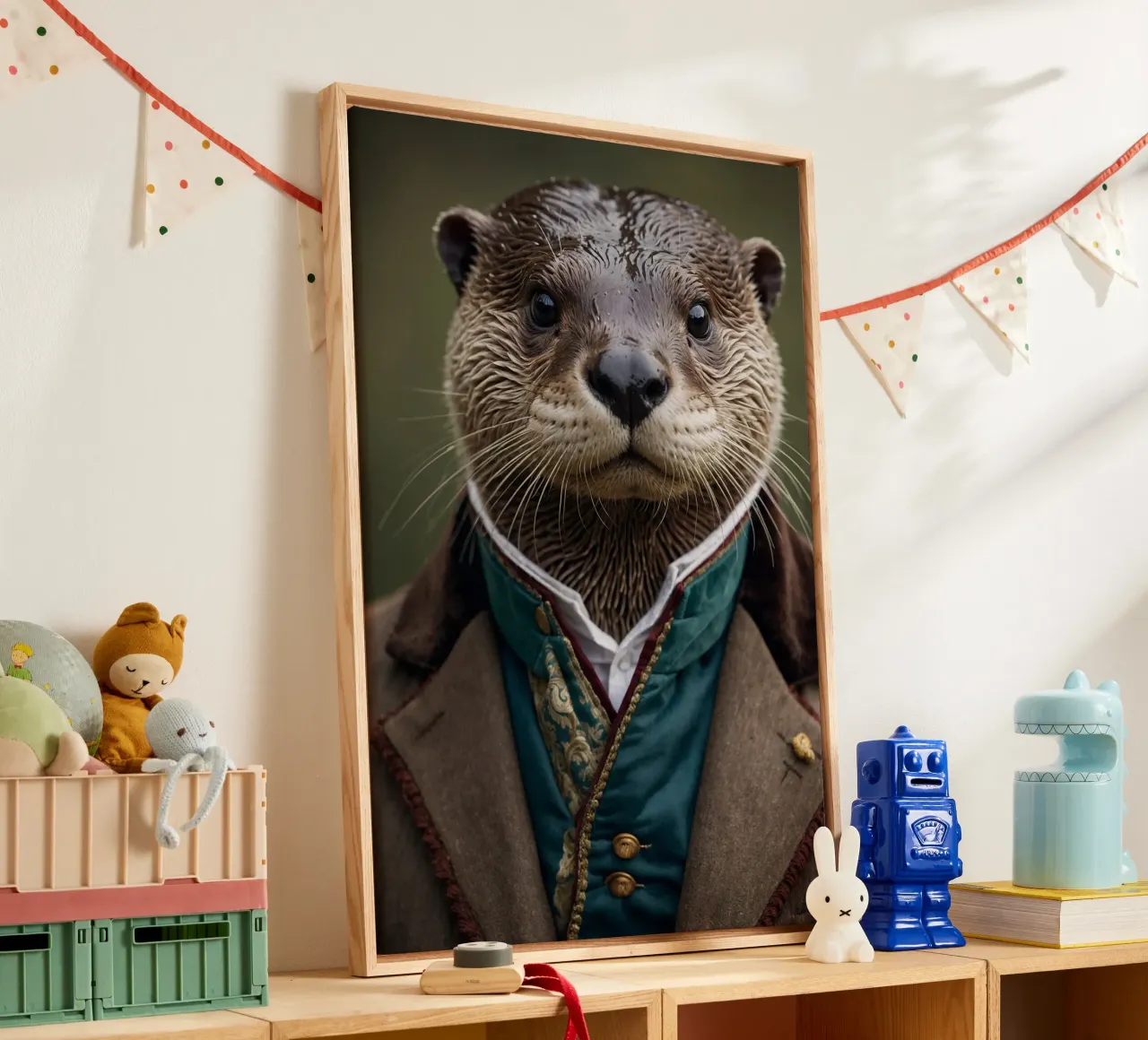 Sir Ottersby: The Distinguished Otter canvas with Floater frame by Beasts of Nobility
