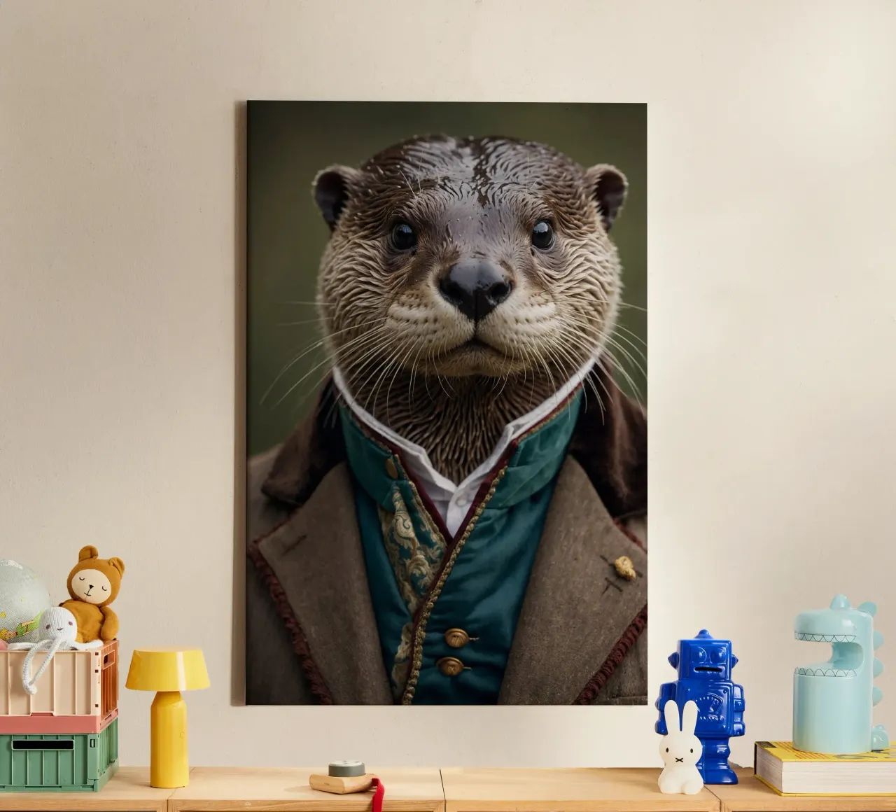 Sir Ottersby: The Distinguished Otter canvas with Floater frame by Beasts of Nobility