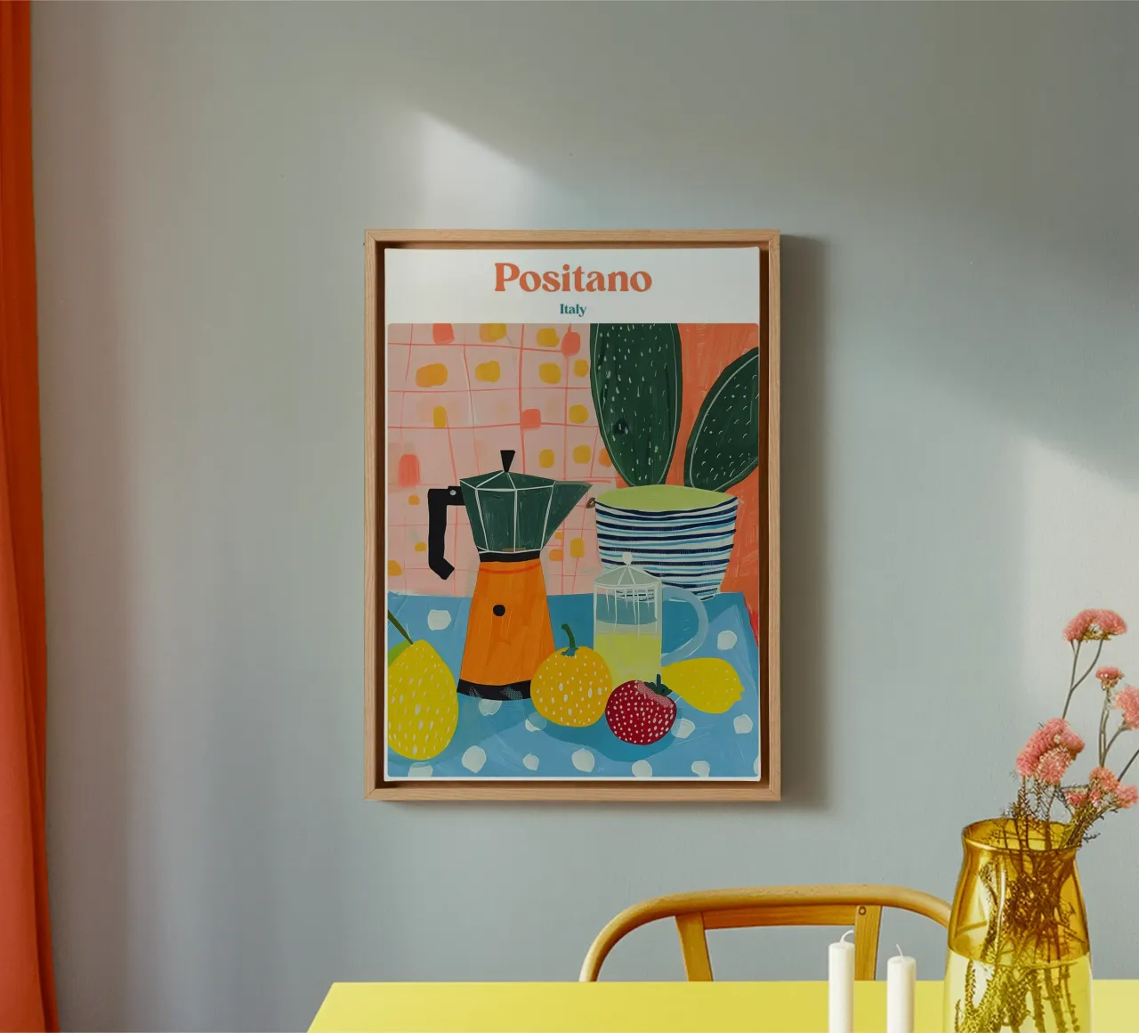 Boho Poster Club 2 Positano tela con Cornice a cassetta da Boho Print Collection