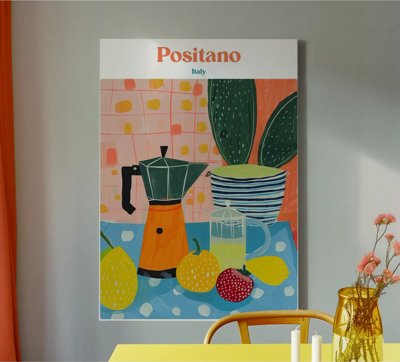 Boho Poster Club 2 Positano tela con Cornice a cassetta da Boho Print Collection
