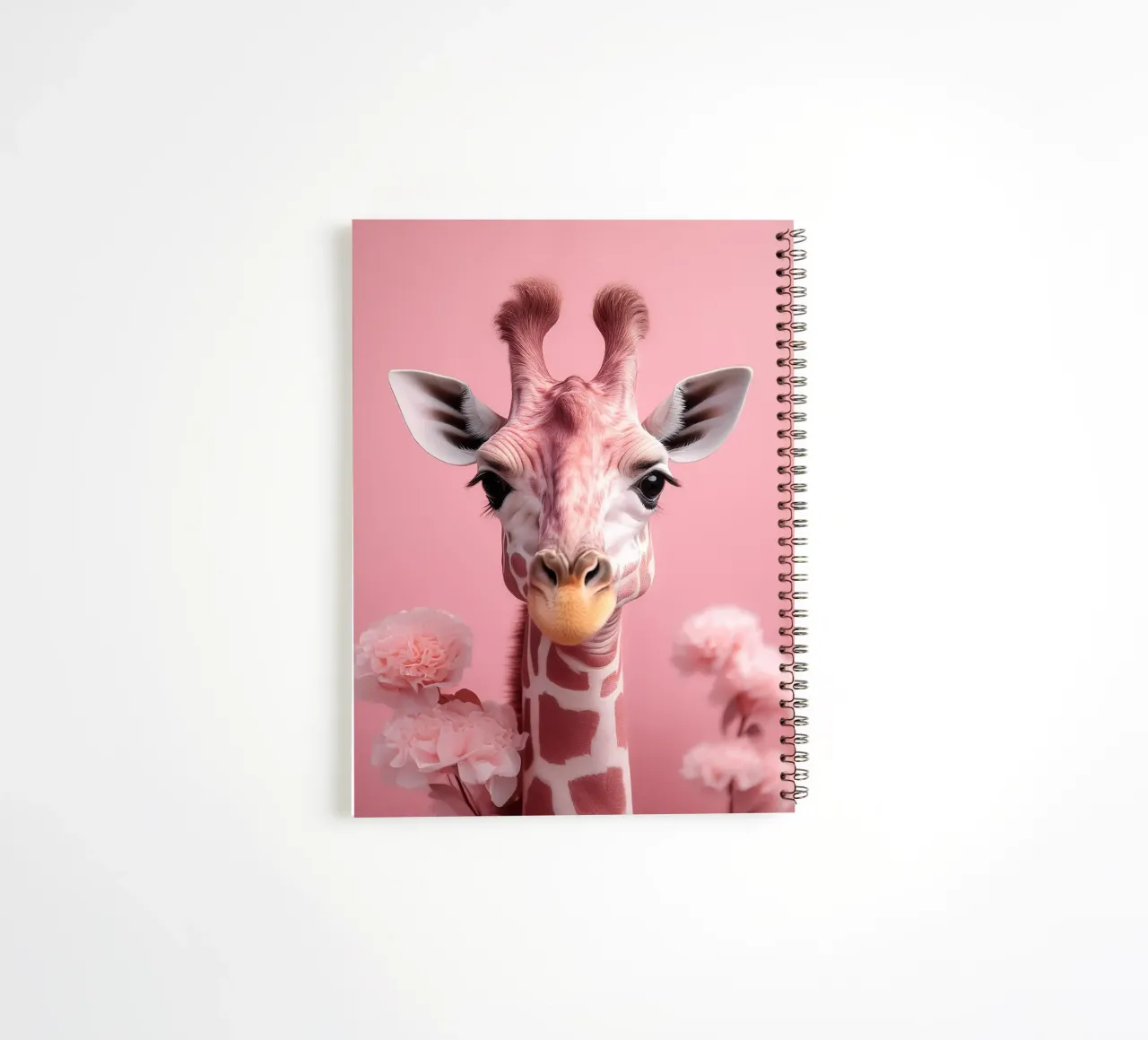 Charming Pink Giraffe with Flowers | Unique and Whimsical spiral notebook by FlexiDesignsByK