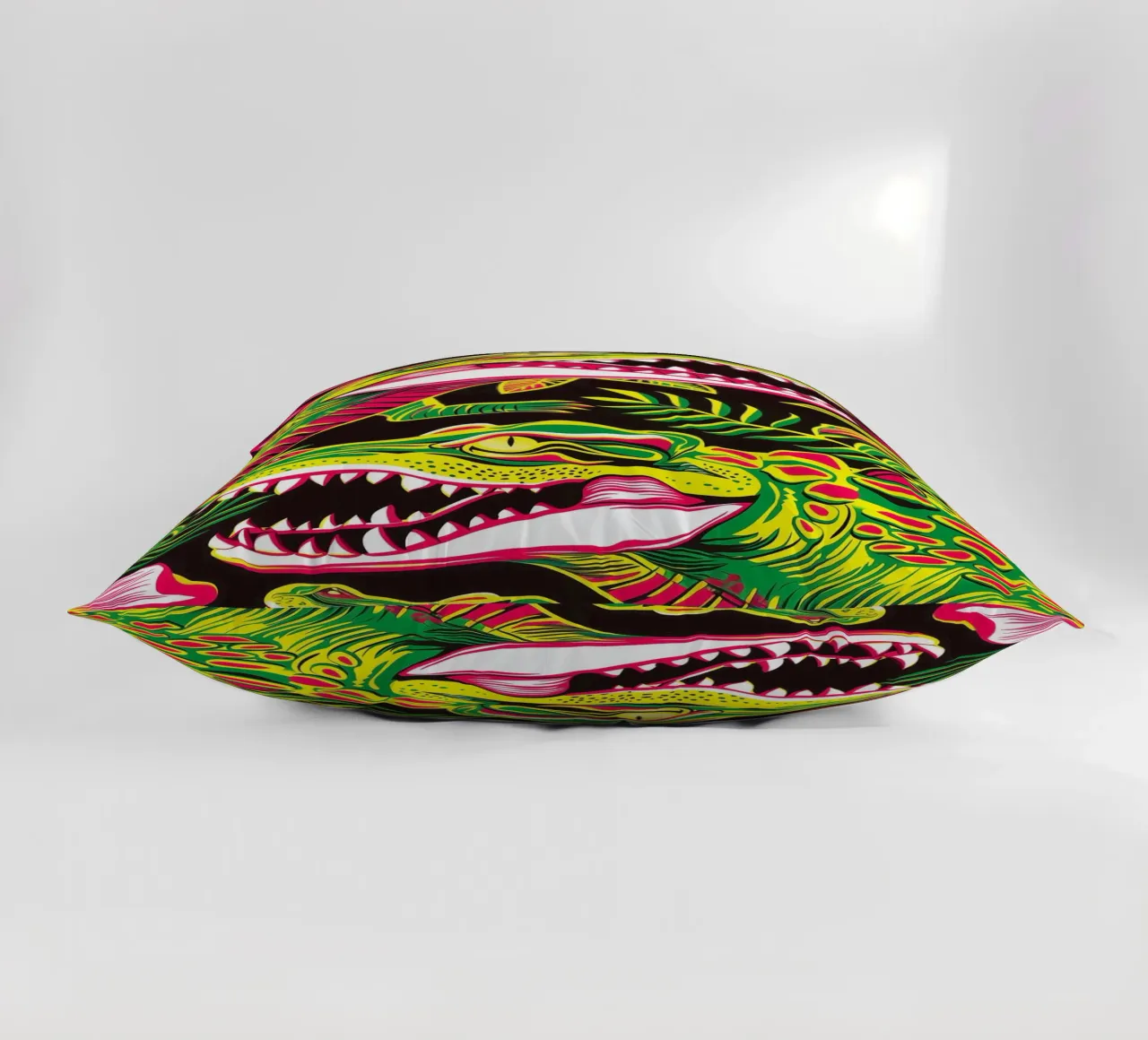 Psychedelic crocodile pattern in the style of the 60s decorative cushion by Autofocus