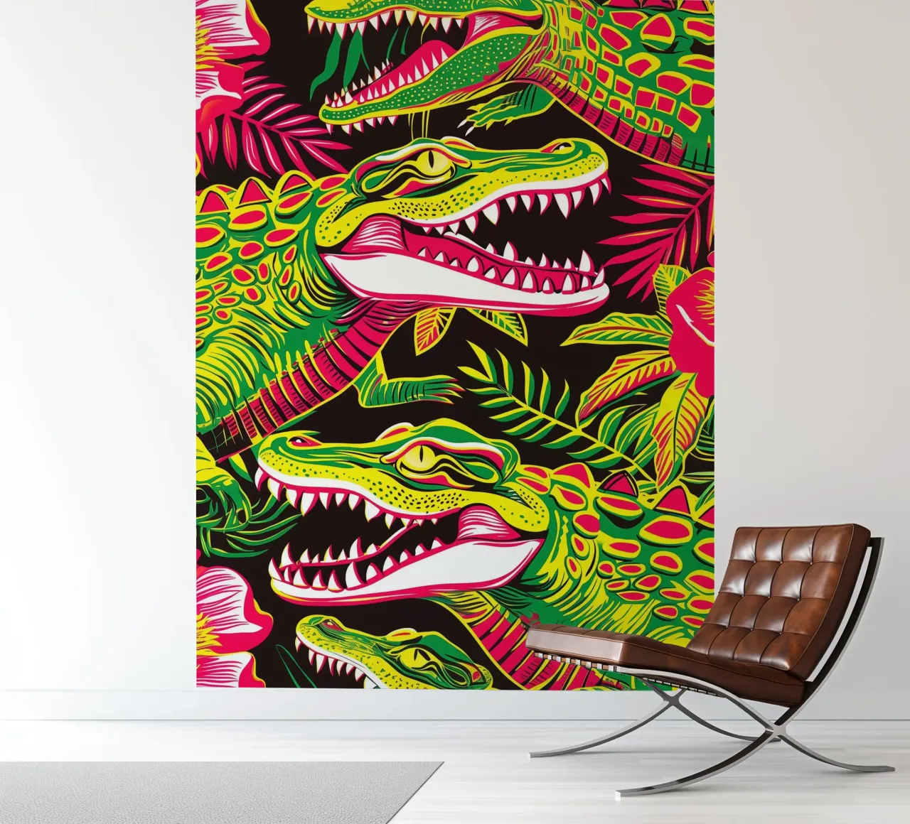 Psychedelic crocodile pattern in the style of the 60s photo wallpaper by Autofocus