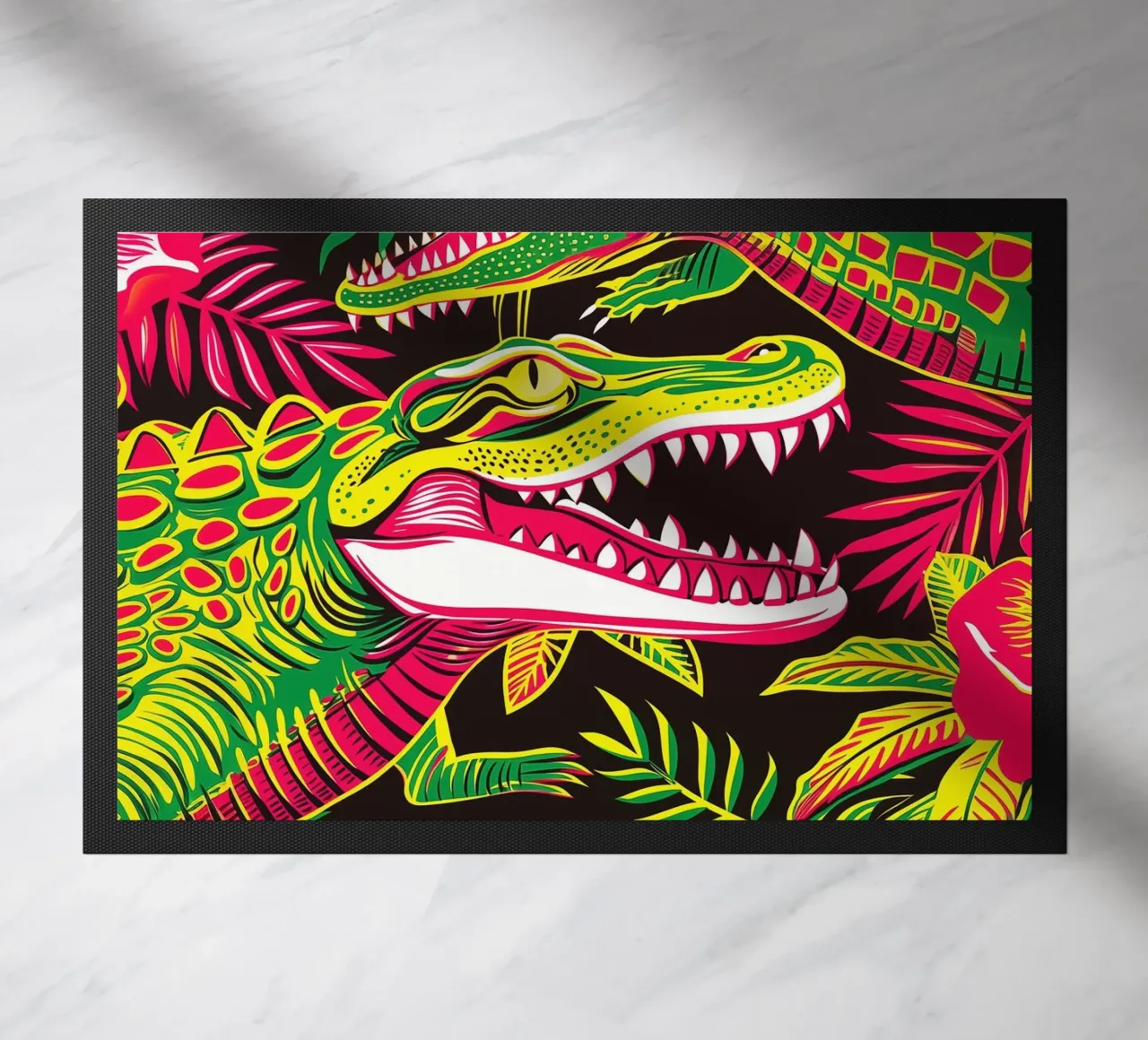 Psychedelic crocodile pattern in the style of the 60s doormat by Autofocus
