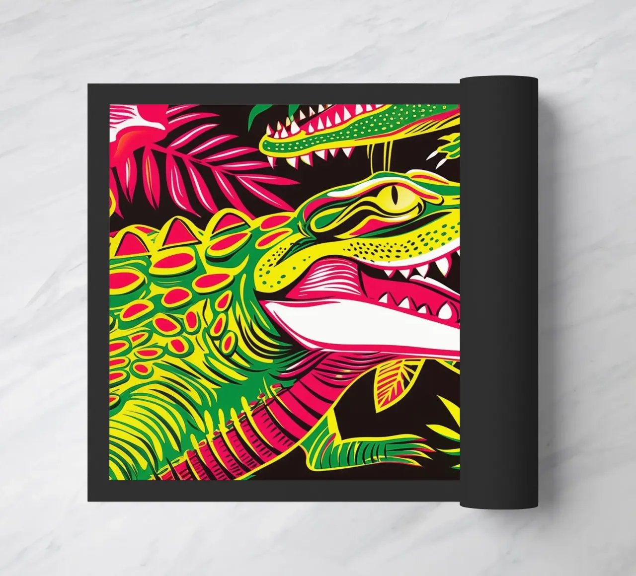 Psychedelic crocodile pattern in the style of the 60s doormat by Autofocus