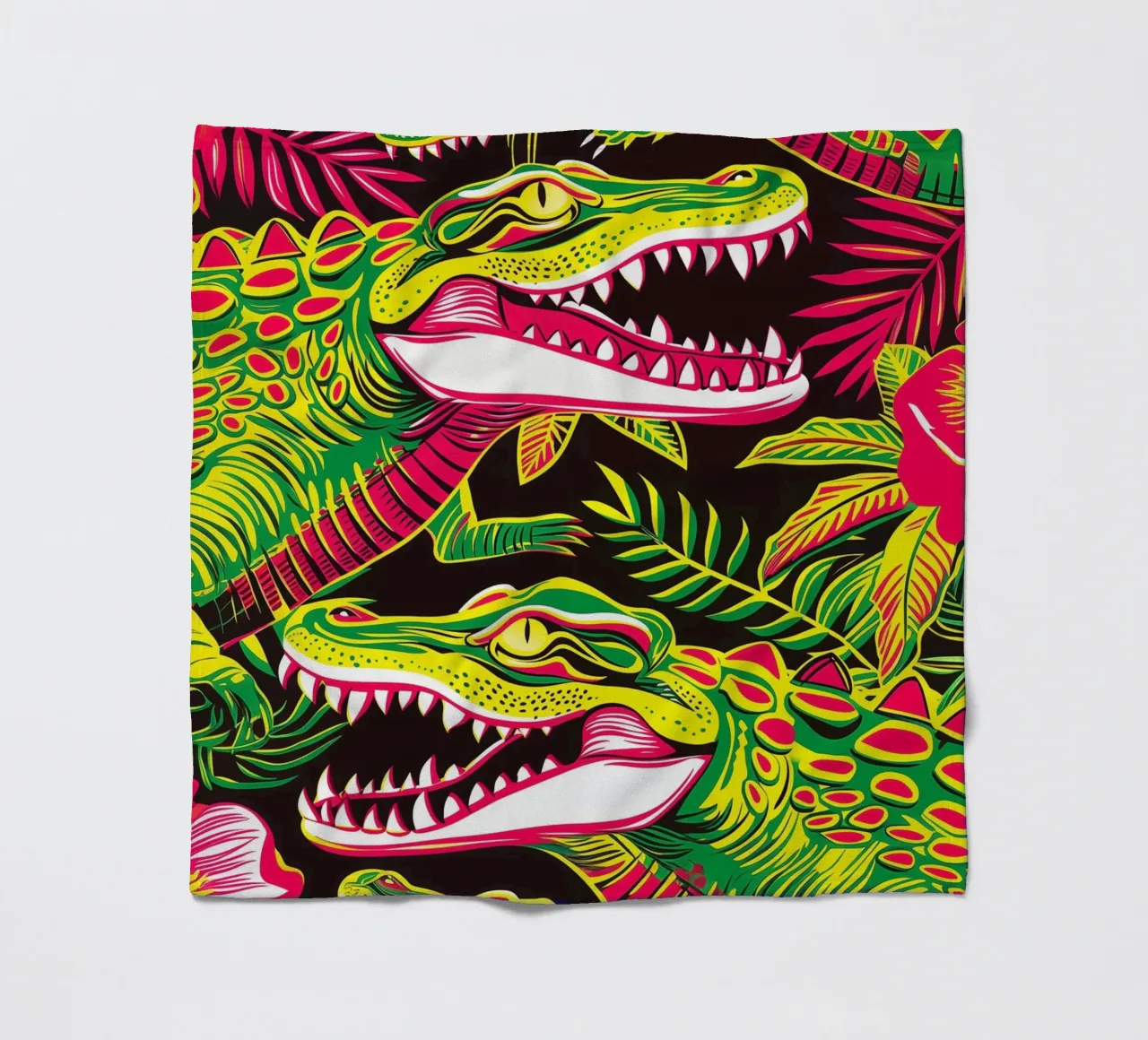 Psychedelic crocodile pattern in the style of the 60s fleece blanket by Autofocus