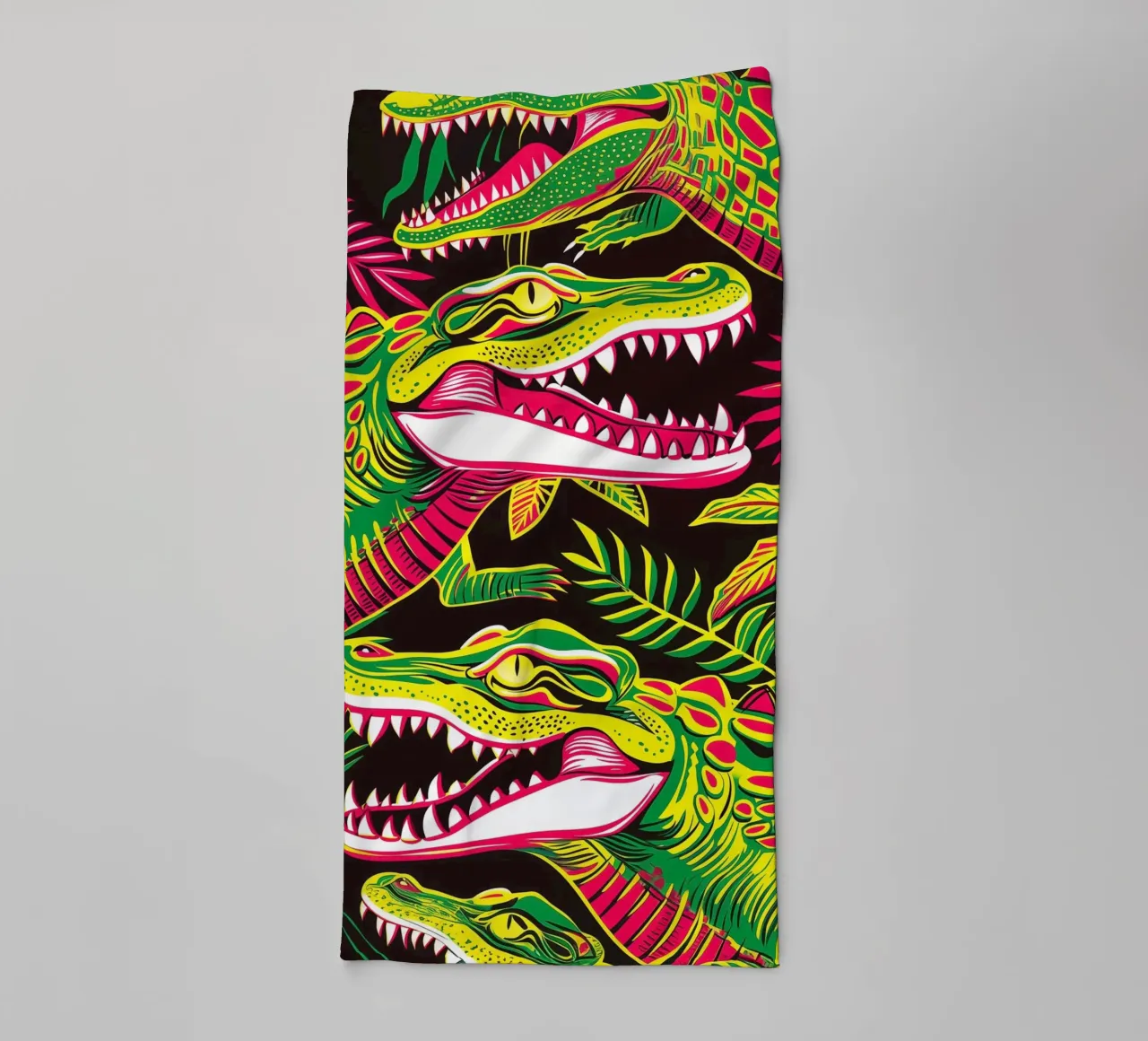 Psychedelic crocodile pattern in the style of the 60s towel by Autofocus