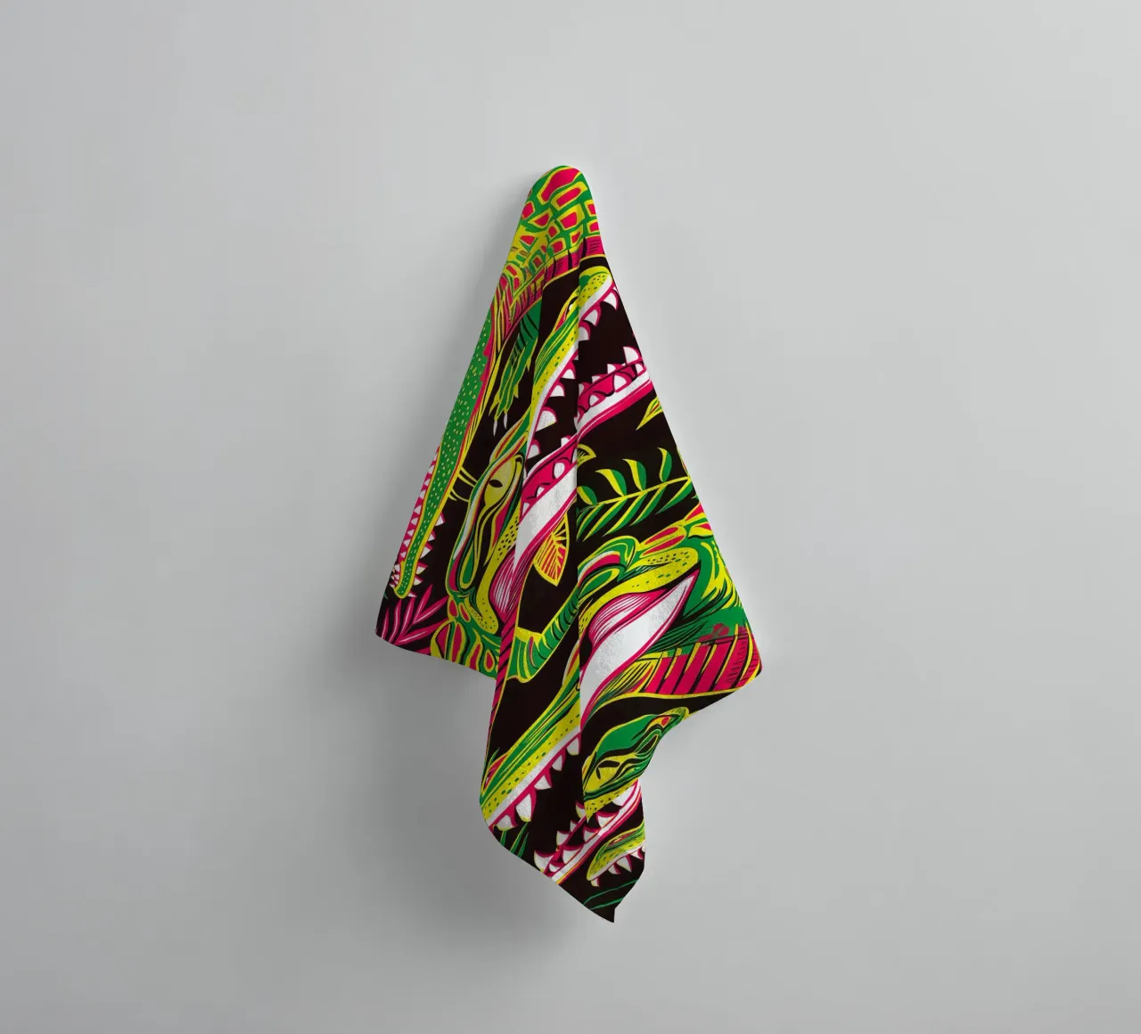 Psychedelic crocodile pattern in the style of the 60s towel by Autofocus