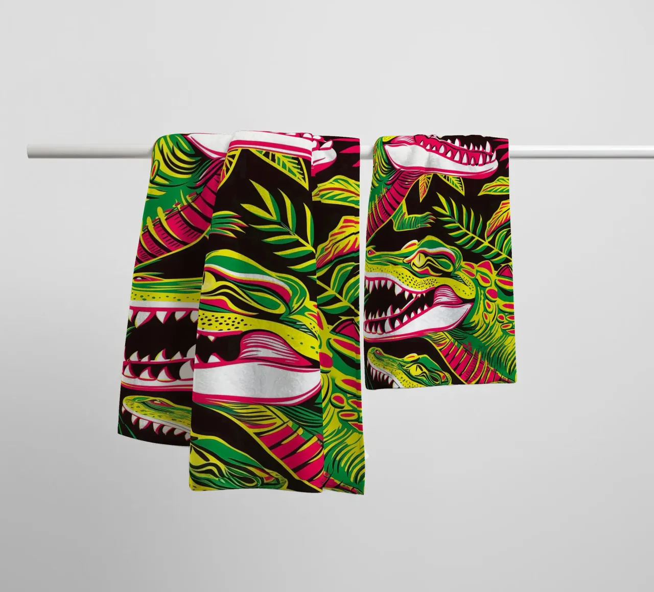 Psychedelic crocodile pattern in the style of the 60s towel by Autofocus