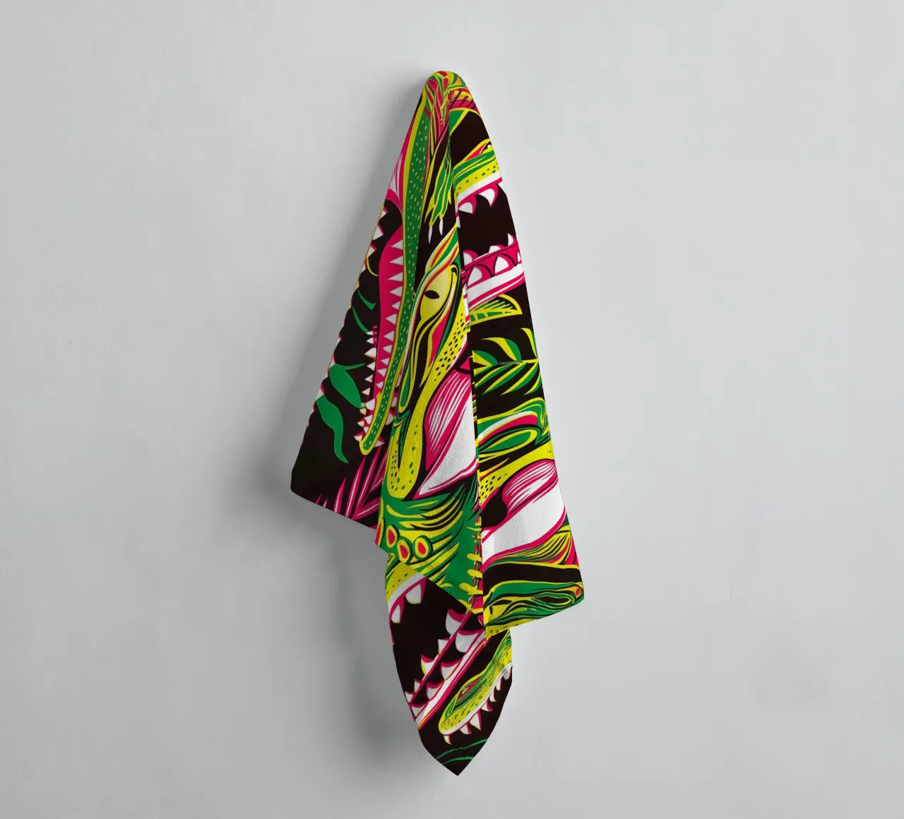 Psychedelic crocodile pattern in the style of the 60s towel by Autofocus