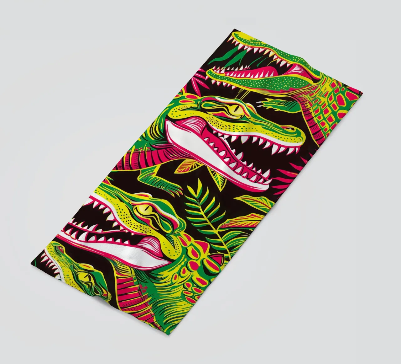 Psychedelic crocodile pattern in the style of the 60s beach towel by Autofocus