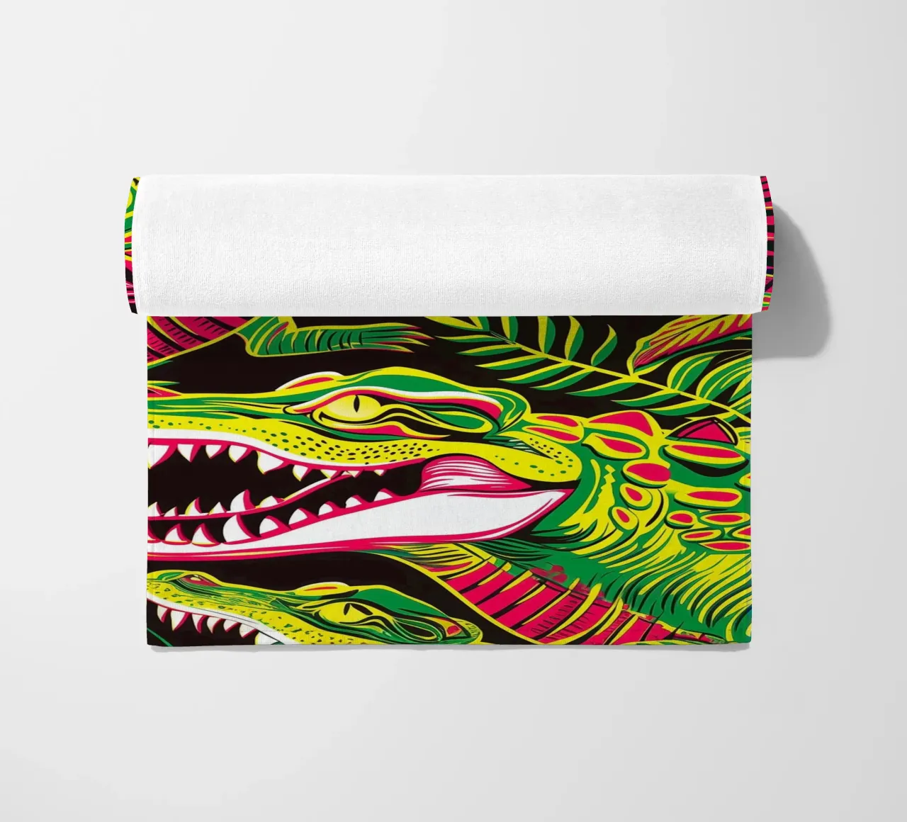 Psychedelic crocodile pattern in the style of the 60s beach towel by Autofocus