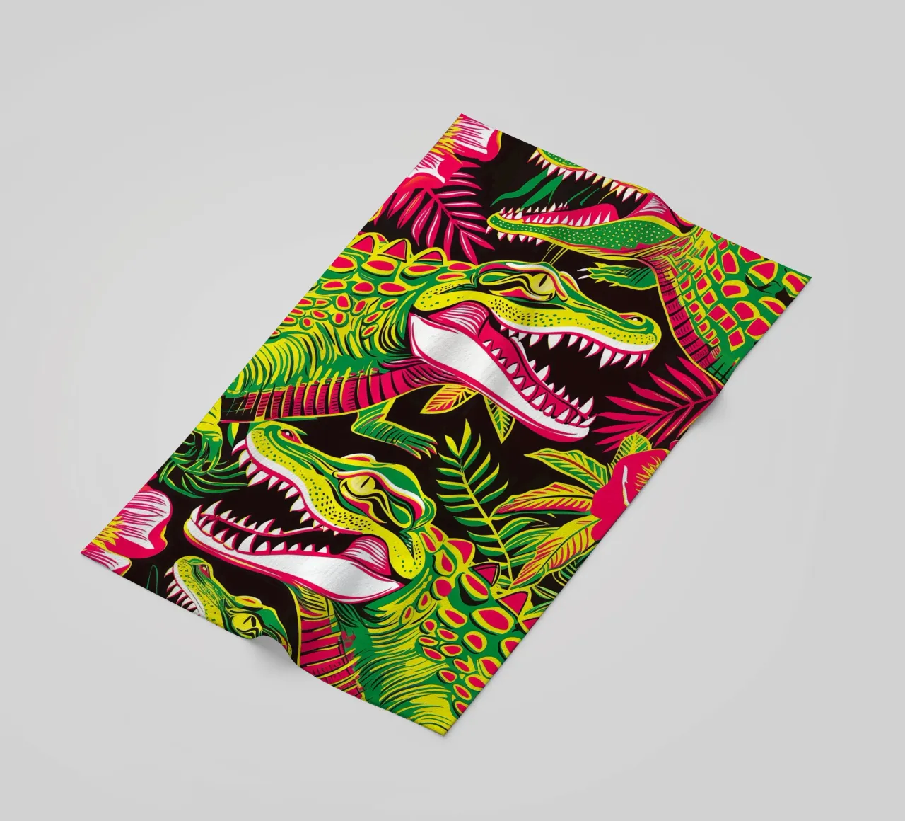 Psychedelic crocodile pattern in the style of the 60s beach towel by Autofocus