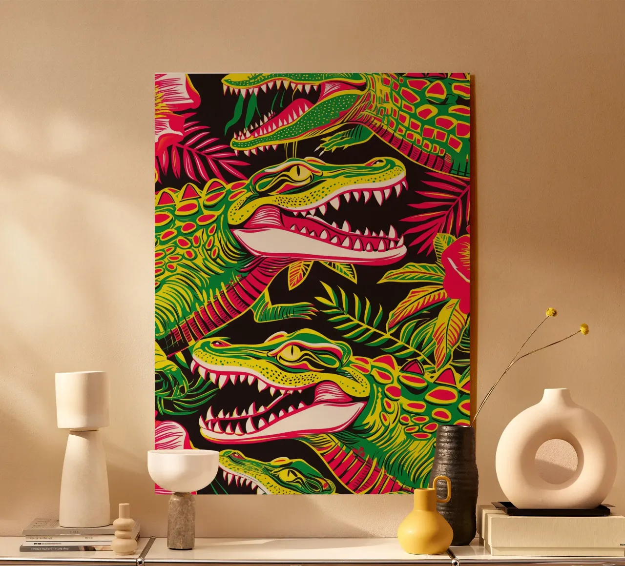 Psychedelic crocodile pattern in the style of the 60s acrylic glass by Autofocus