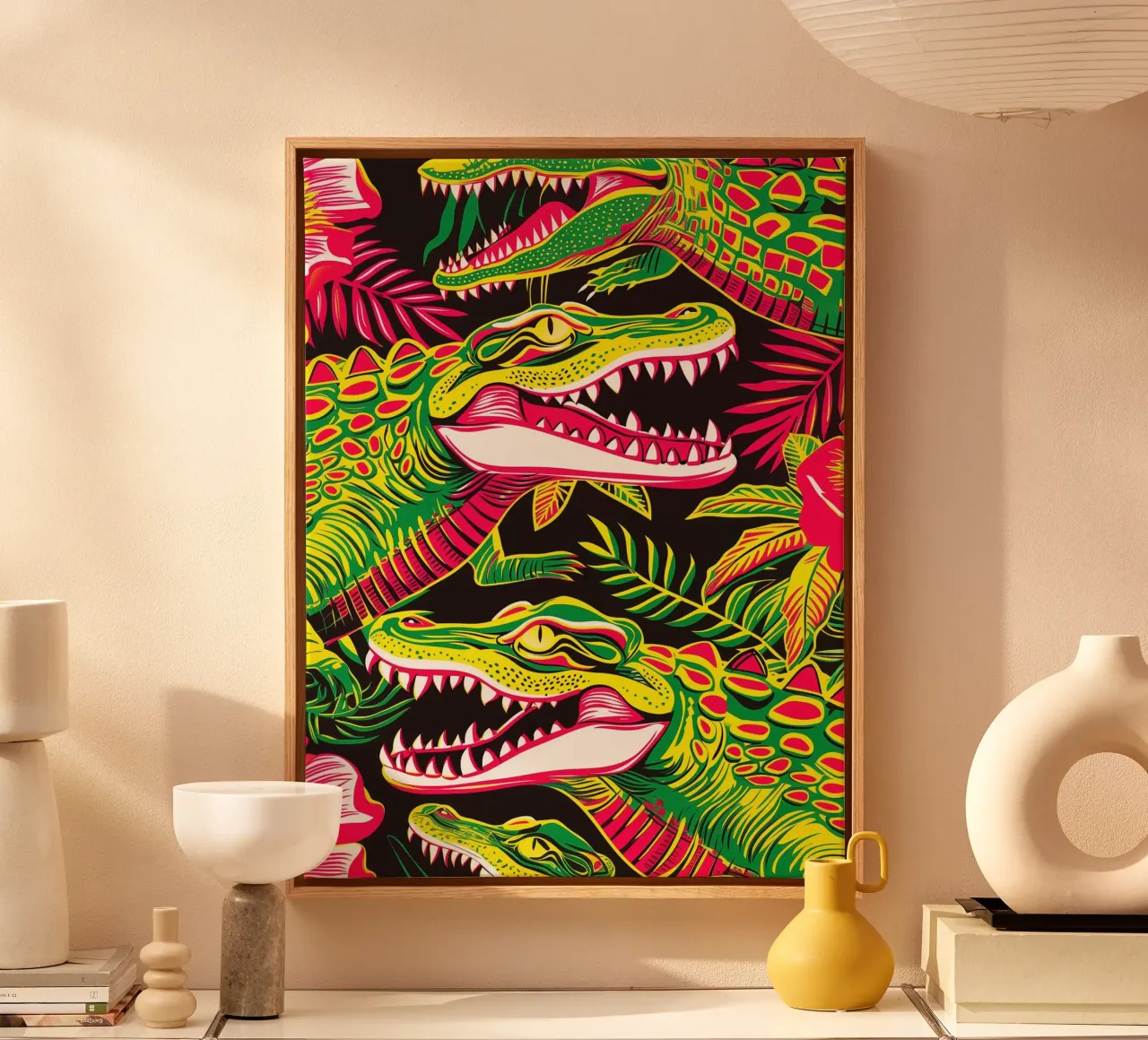 Psychedelic crocodile pattern in the style of the 60s canvas by Autofocus