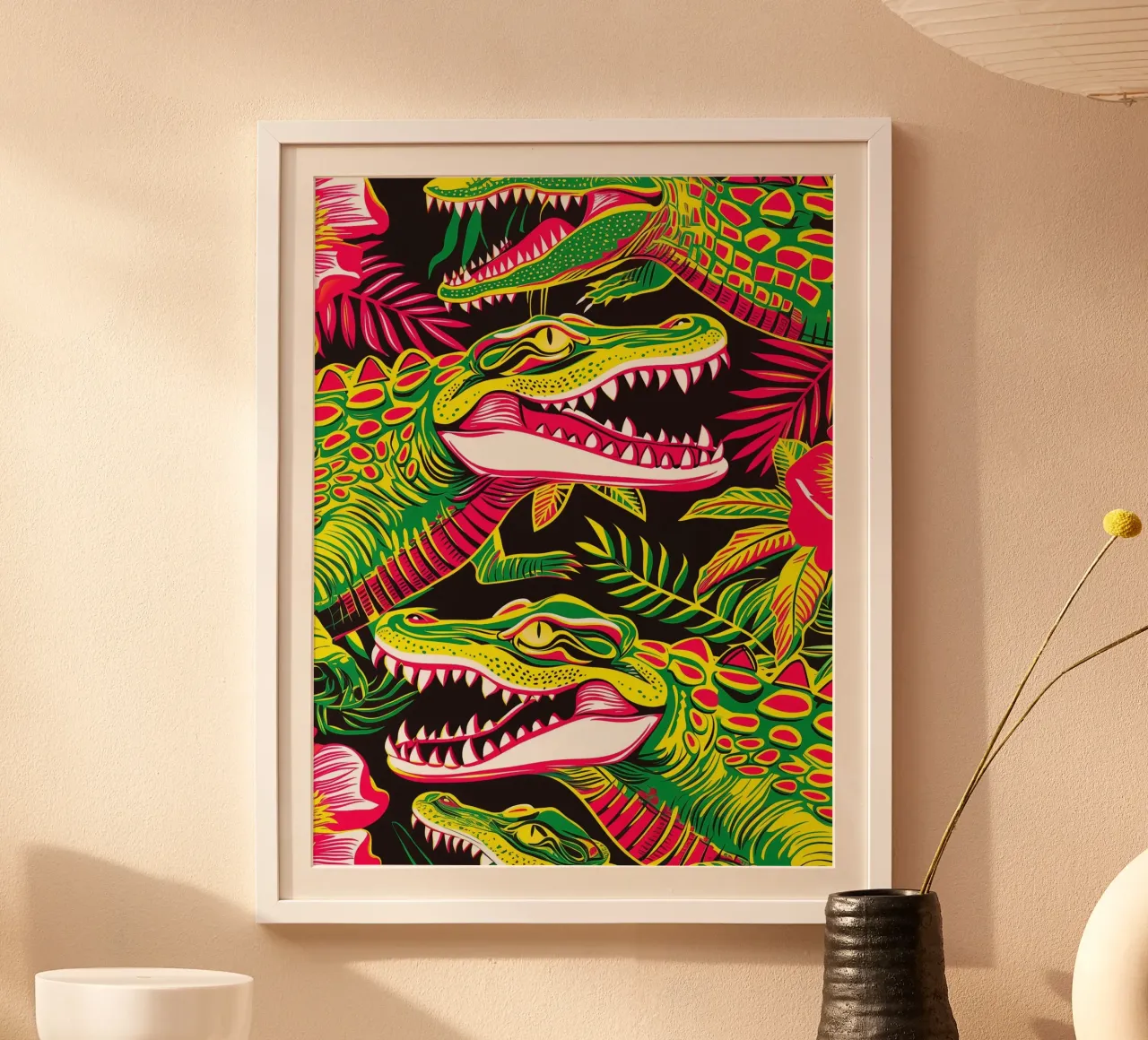 Psychedelic crocodile pattern in the style of the 60s hahnemühle by Autofocus