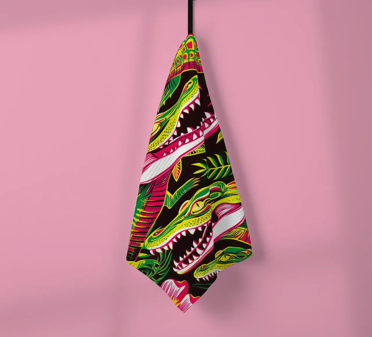 Psychedelic crocodile pattern in the style of the 60s tea towel by Autofocus