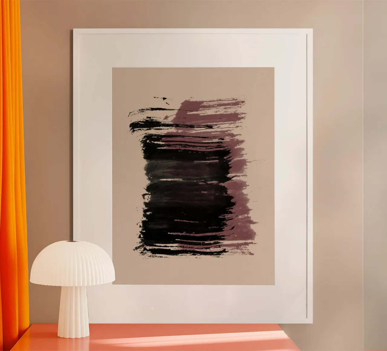 Strokes 10 | Black & Maroon Brush Stroke Abstract poster con telaio in alluminio da sabidussi