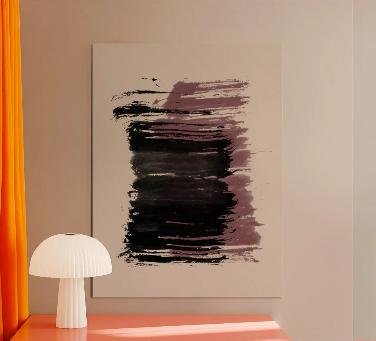 Strokes 10 | Black & Maroon Brush Stroke Abstract poster con telaio in alluminio da sabidussi