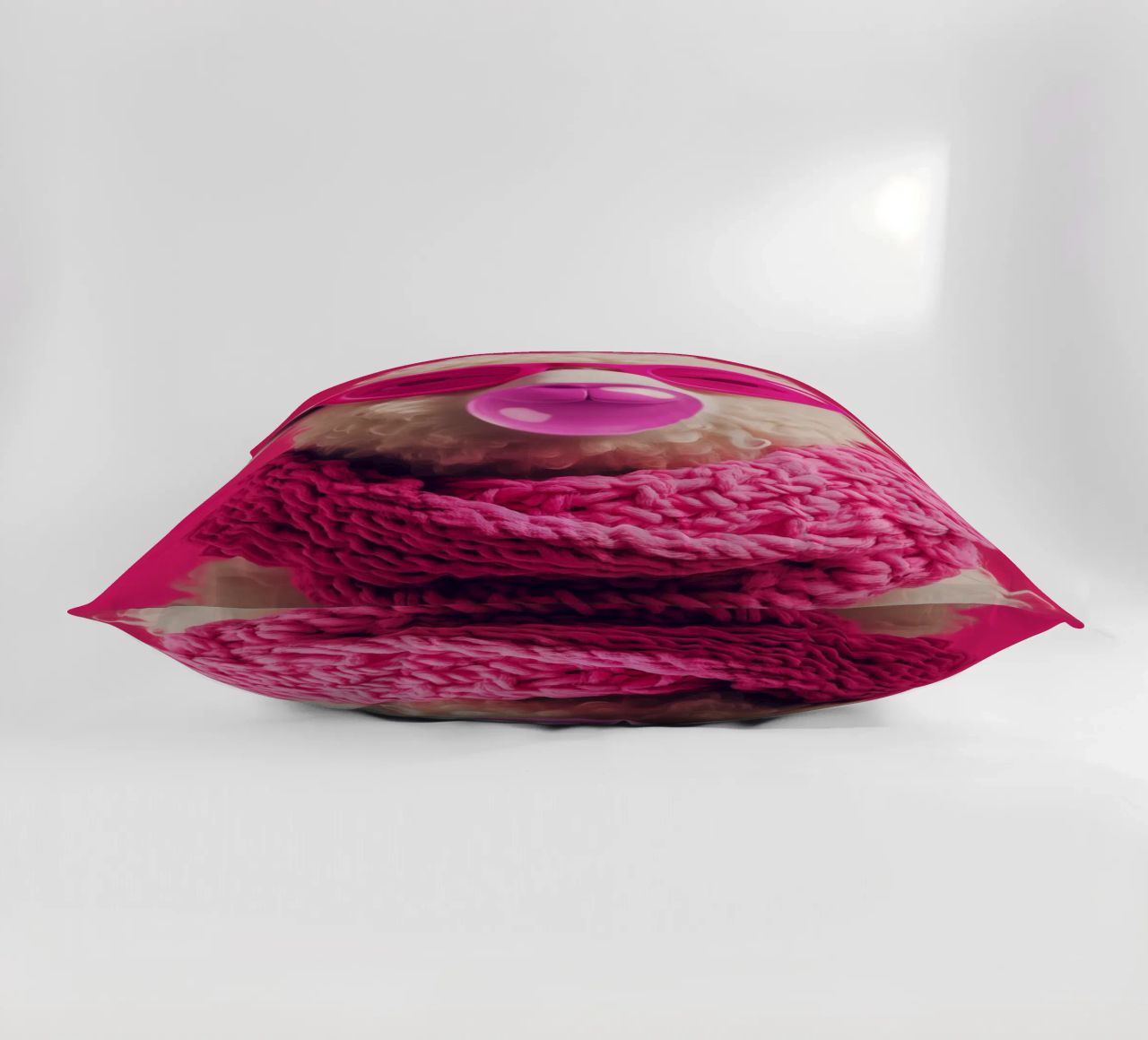Pecora pop art con occhiali rosa, sciarpa e gomma da masticare cuscino da Autofocus