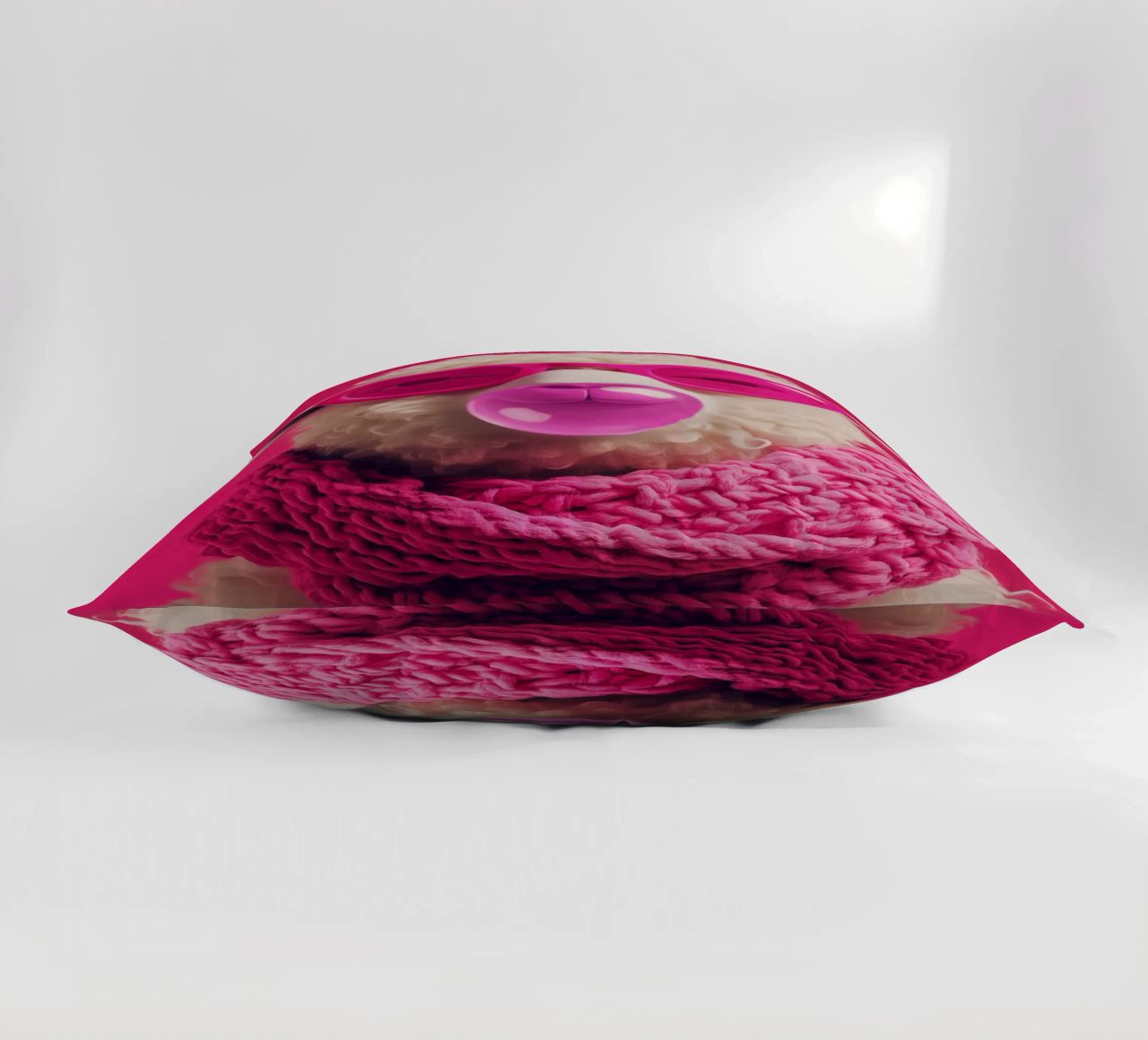 Pecora pop art con occhiali rosa, sciarpa e gomma da masticare cuscino da Autofocus