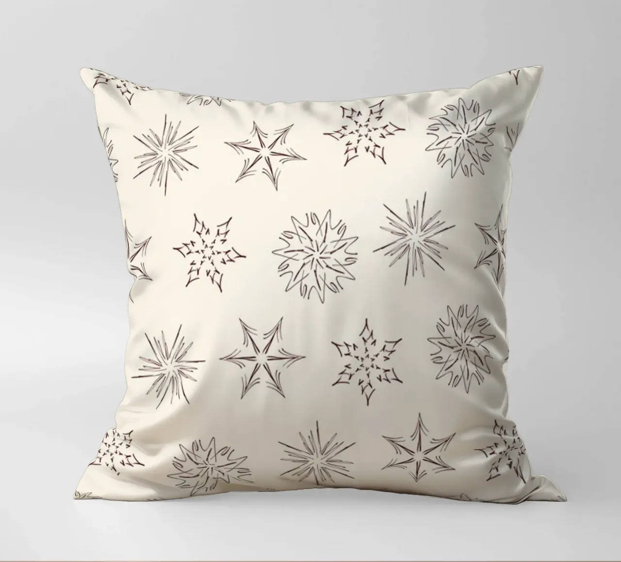Nordic Stars & Snowflakes | Brown on Cream Neutral cuscino da sabidussi