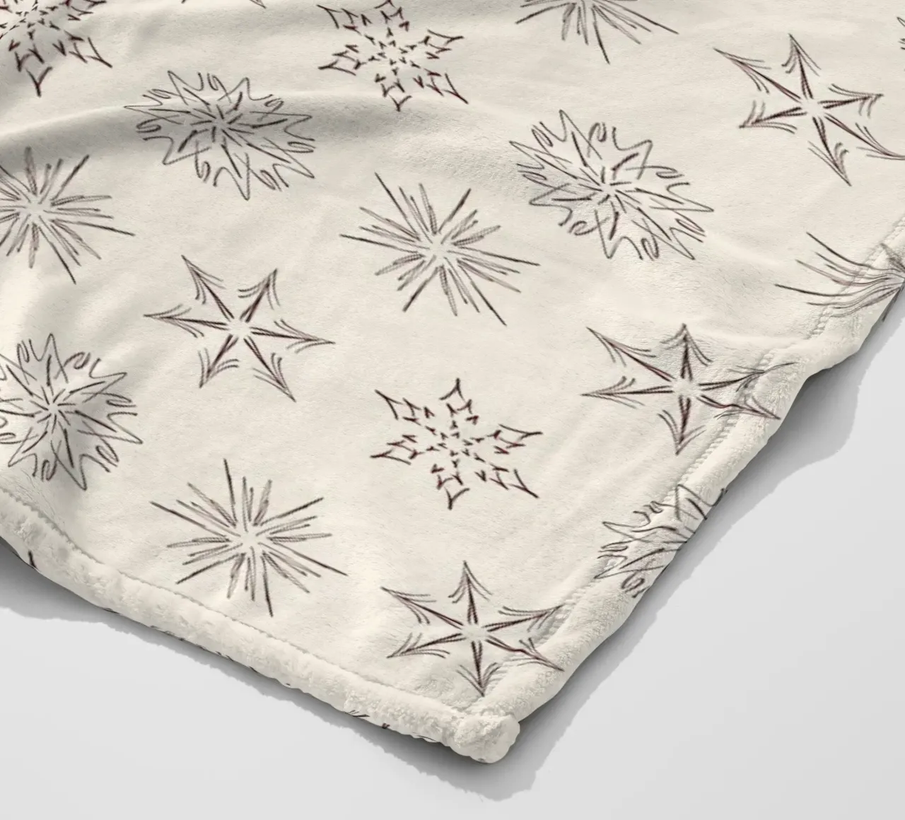 Nordic Stars & Snowflakes | Brown on Cream Neutral coperta in pile da sabidussi