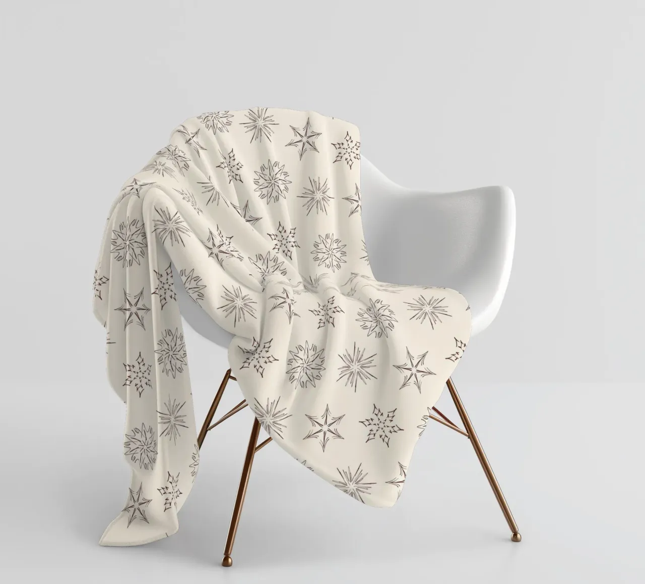 Nordic Stars & Snowflakes | Brown on Cream Neutral coperta in pile da sabidussi
