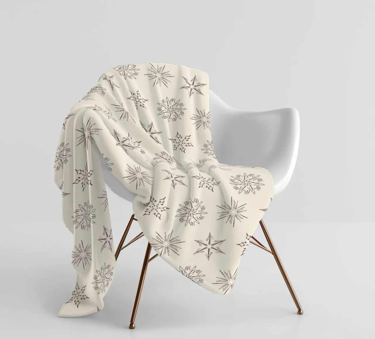 Nordic Stars & Snowflakes | Brown on Cream Neutral coperta in pile da sabidussi